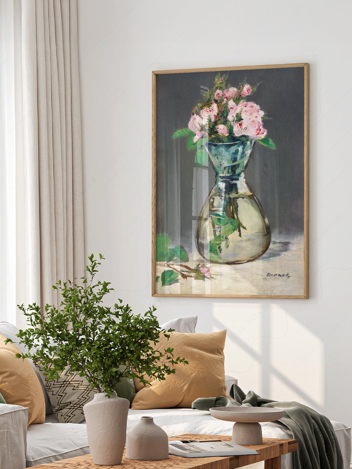Close-up of Édouard Manet Moss Roses in a Vase archival print on Premium Matte Paper