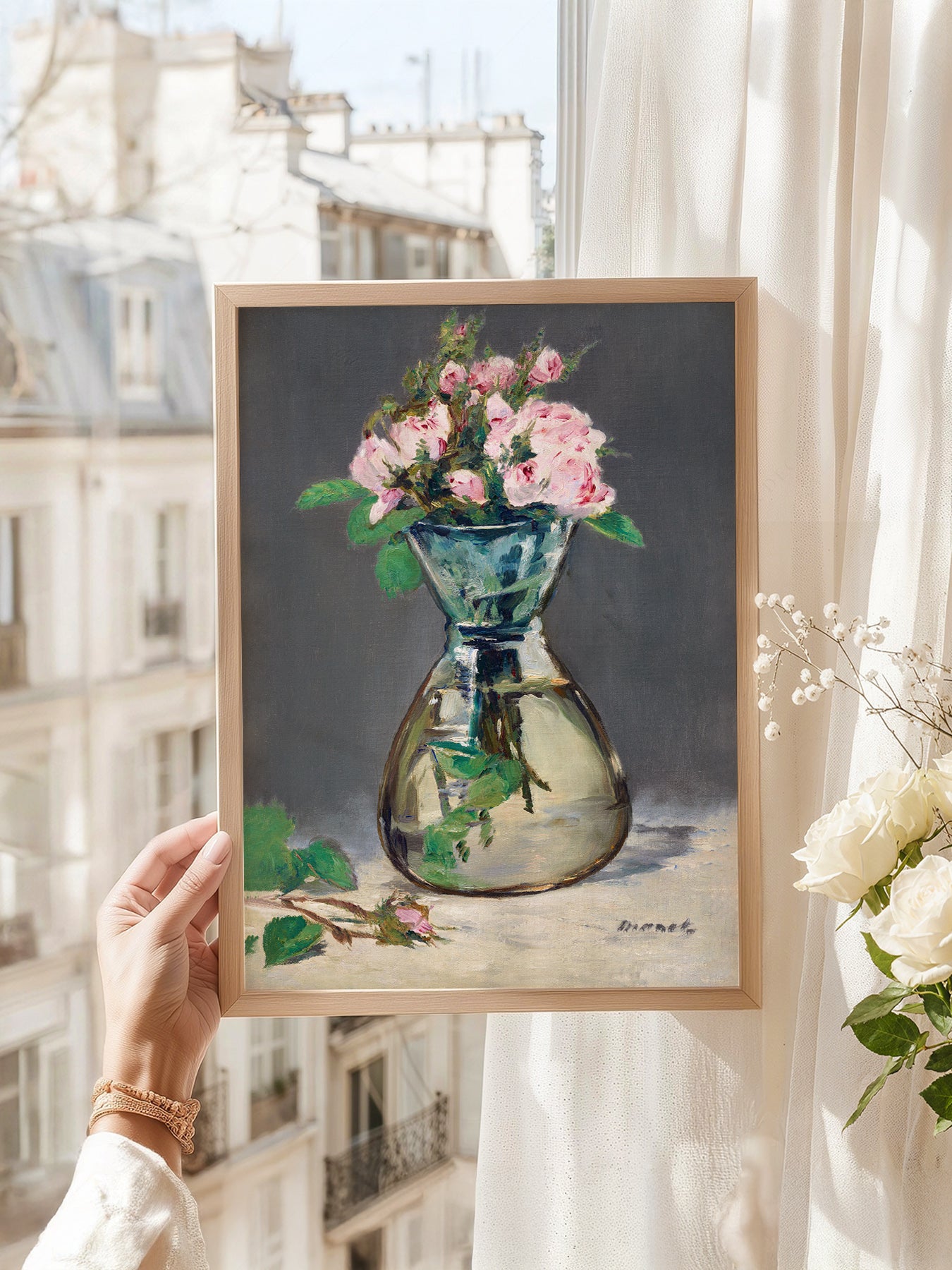 Édouard Manet Moss Roses in a Vase Art Print – Impressionist Wall Decor