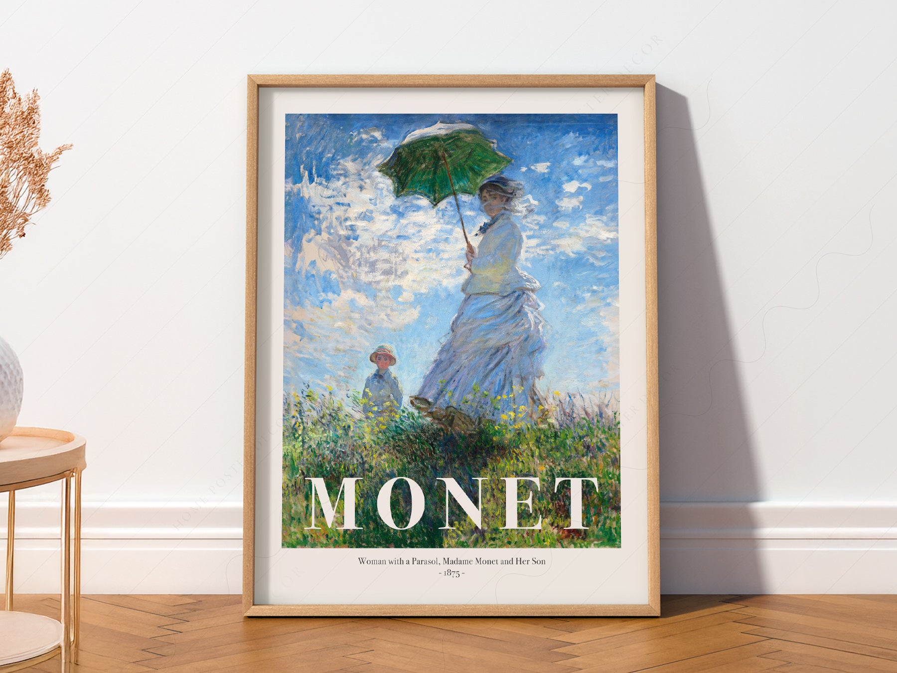 Claude Monet Woman with a Parasol in a light-filled Japandi-inspired living space