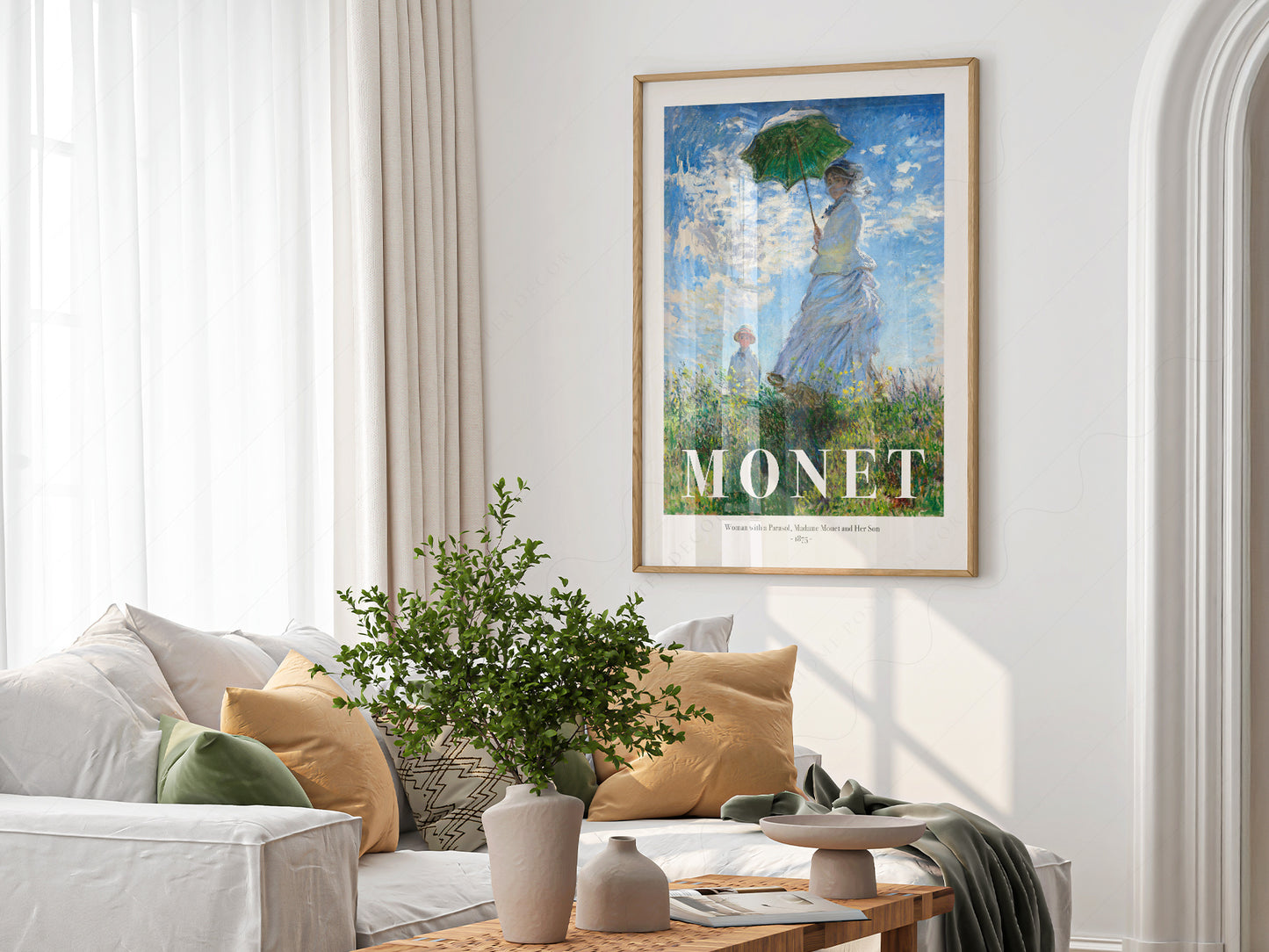 Multiple size options for Claude Monet Woman with a Parasol wall art print display