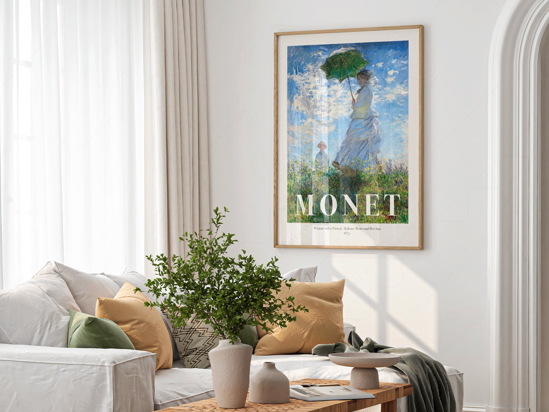 Multiple size options for Claude Monet Woman with a Parasol wall art print display