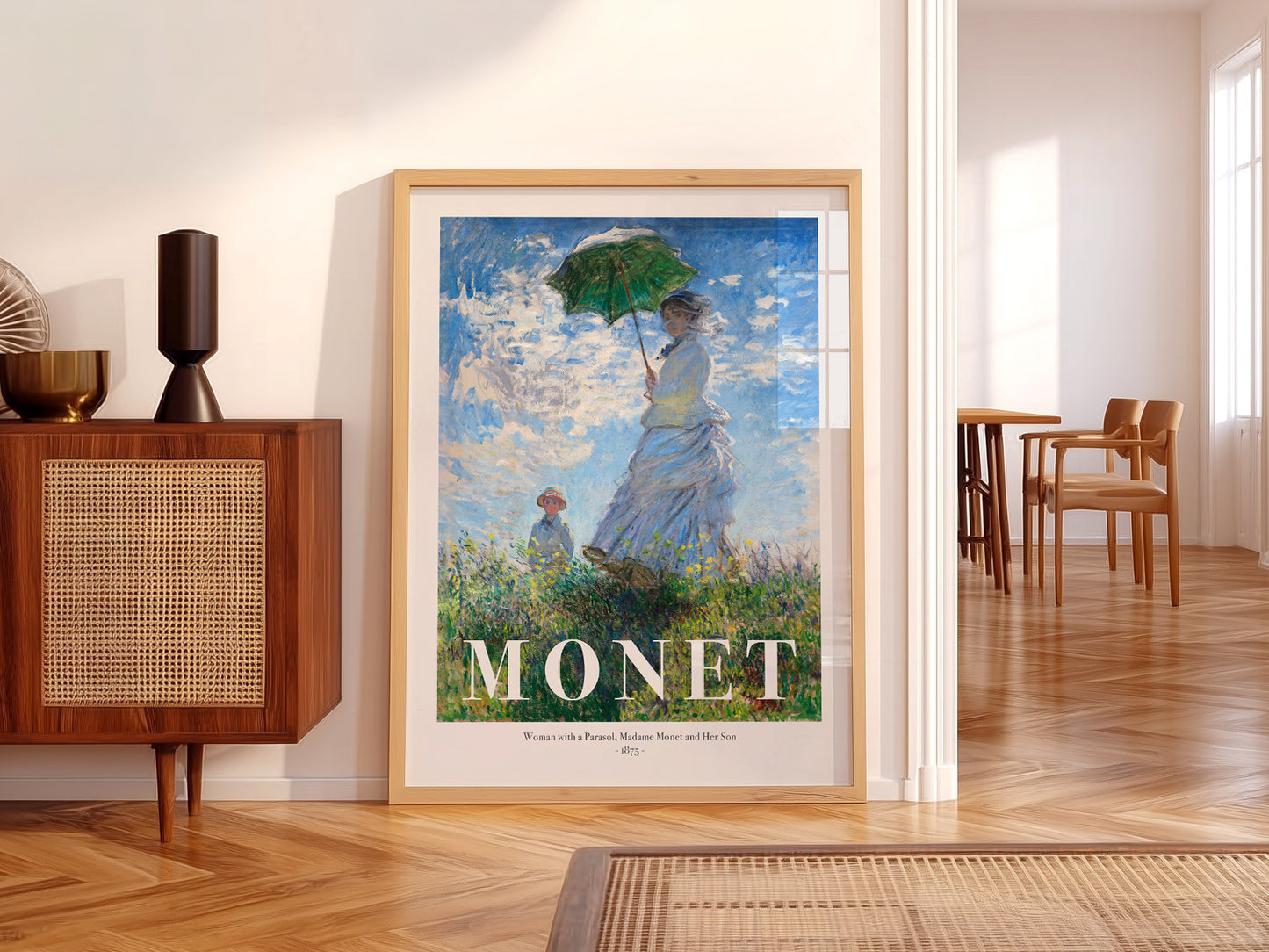 Claude Monet wall art in a cozy home study or reading room