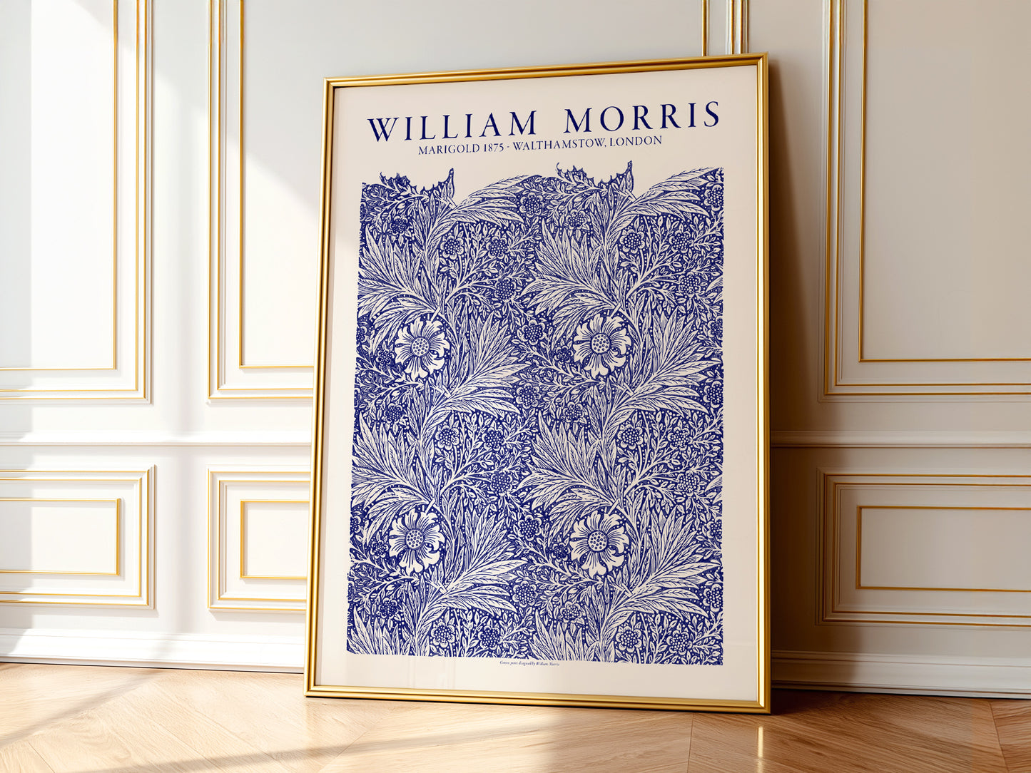 William Morris Marigold as a statement piece in an eclectic gallery wall