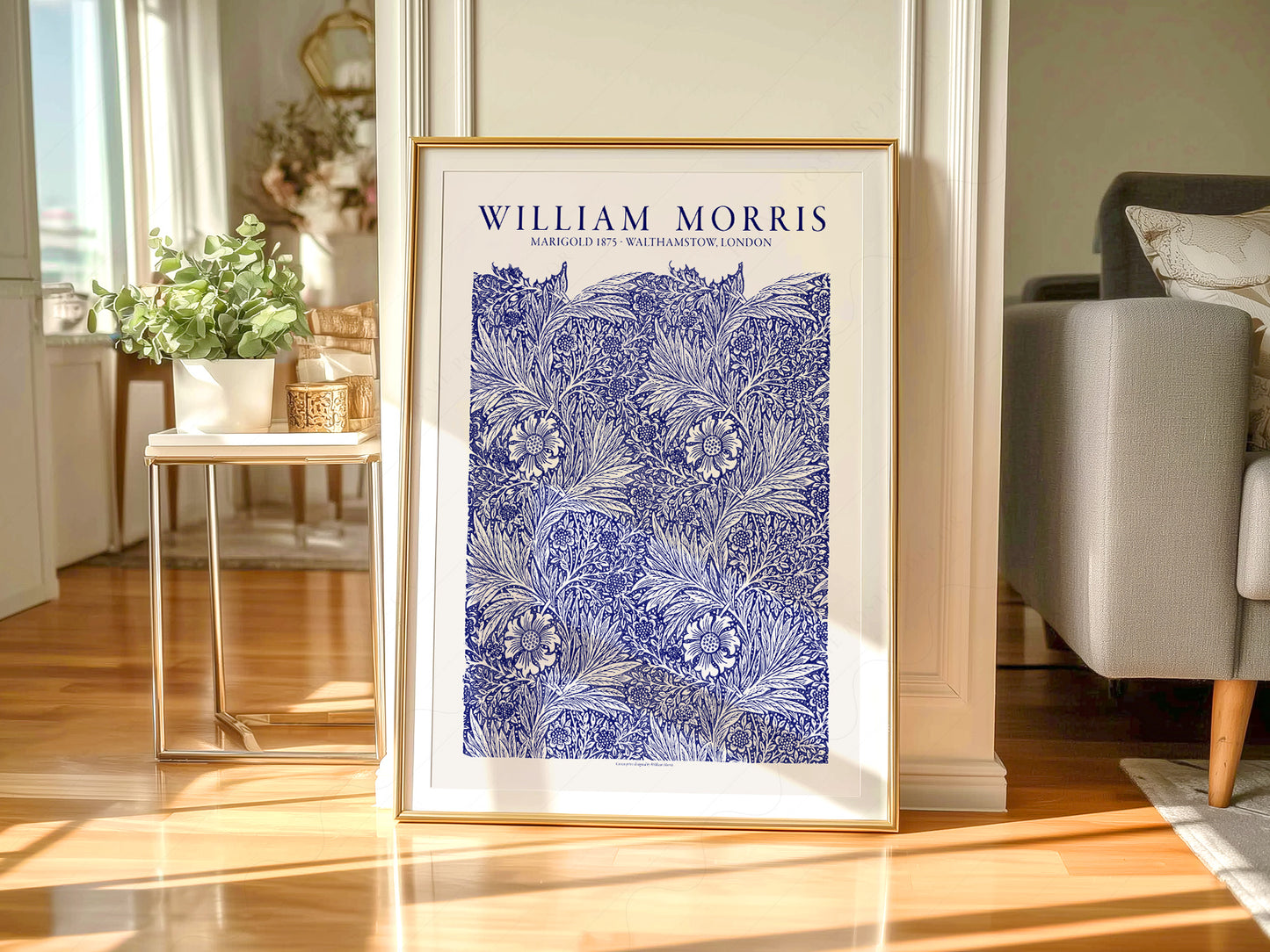 Gallery wall featuring William Morris Marigold fine art print