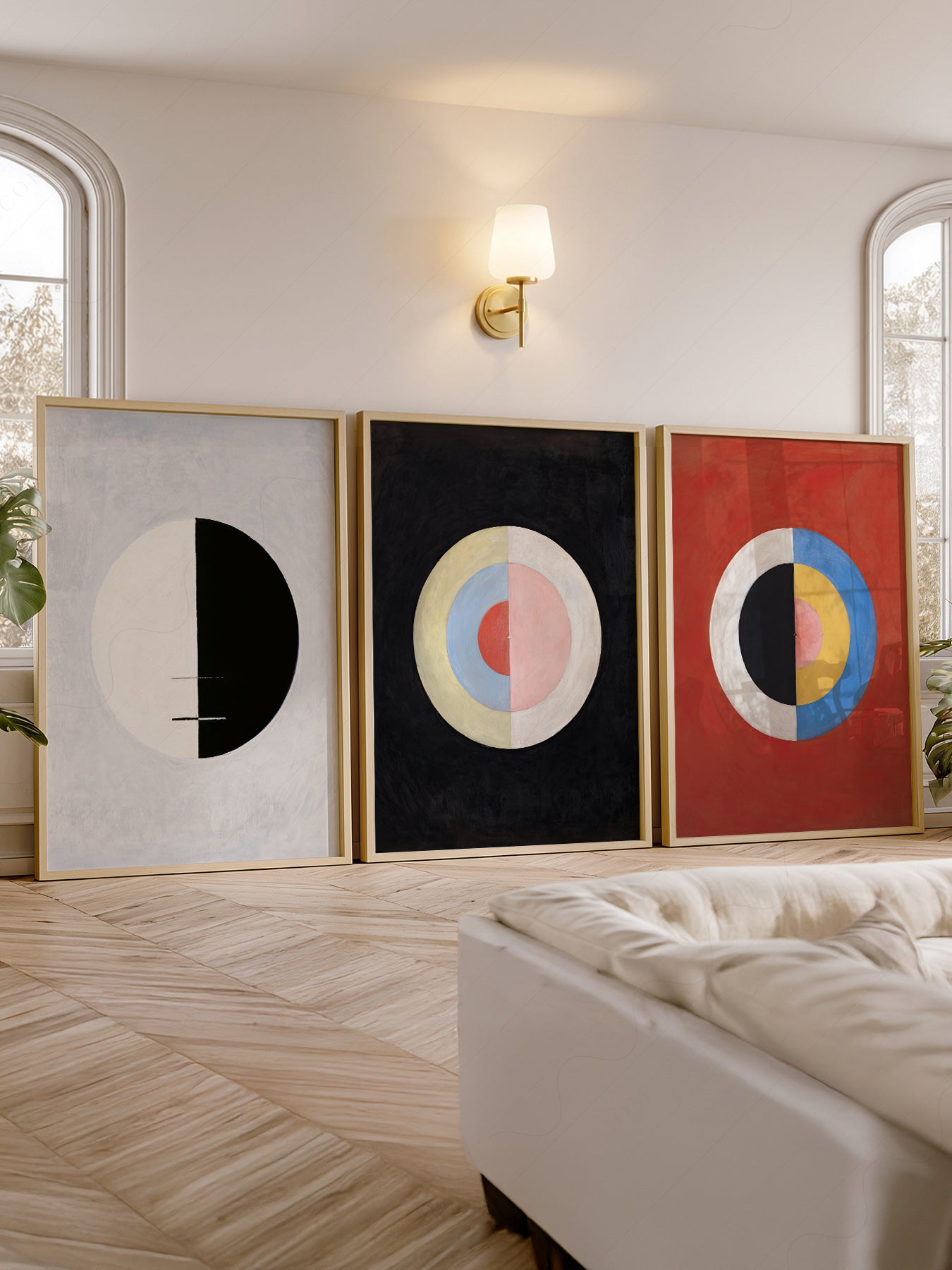 Hilma af Klint wall art in a cozy home study or reading room