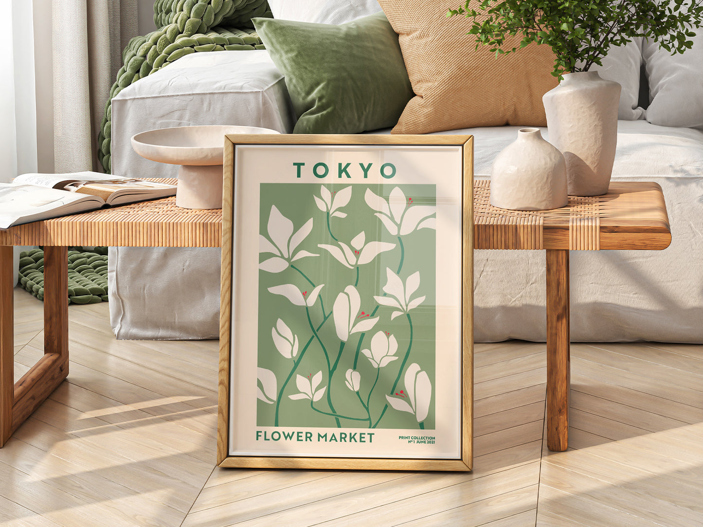Flower Market Tokyo, Famous City Poster, Travel Gift Idea, Floral Wall Art