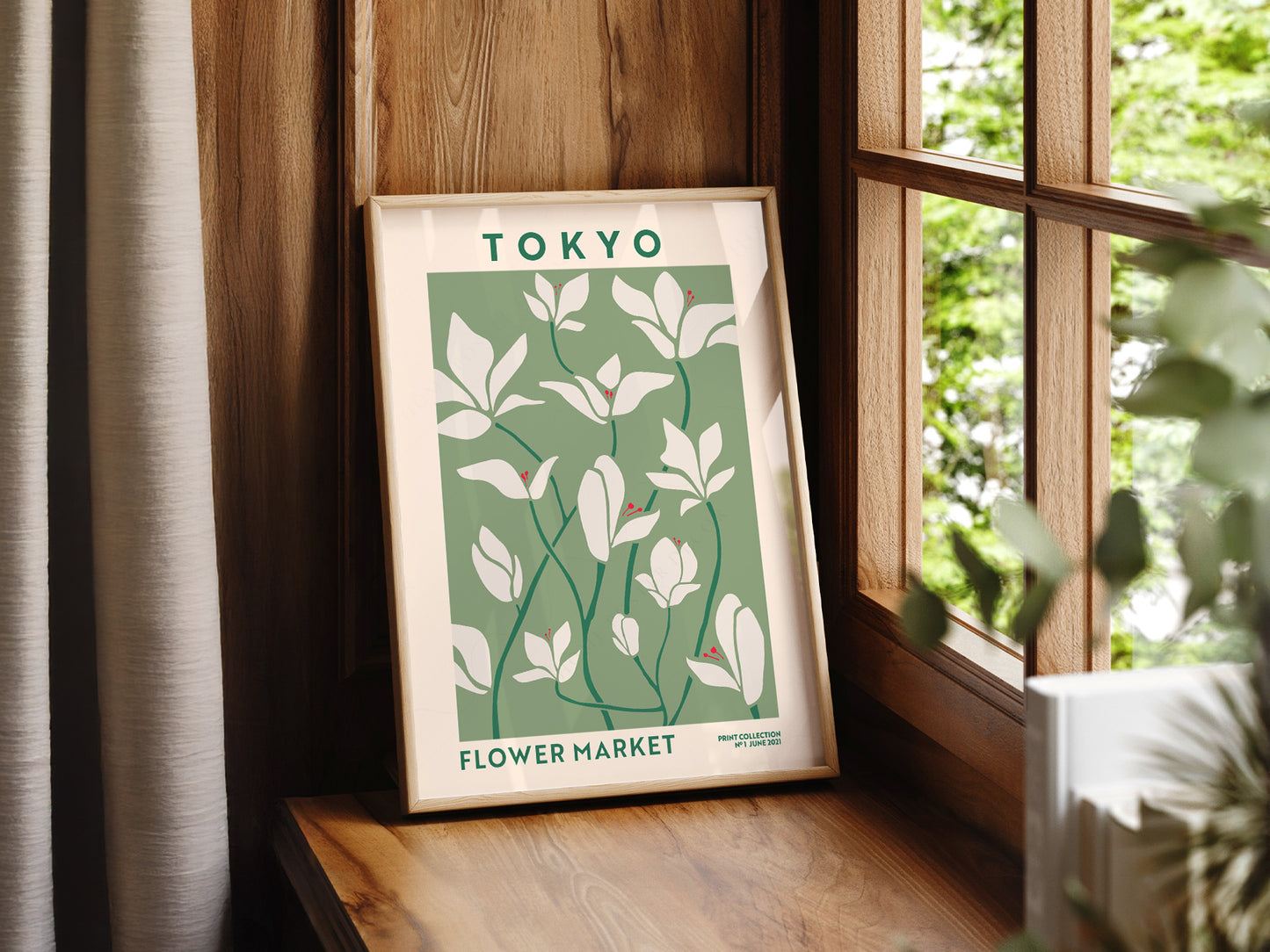 Flower Market Tokyo, Famous City Poster, Travel Gift Idea, Floral Wall Art