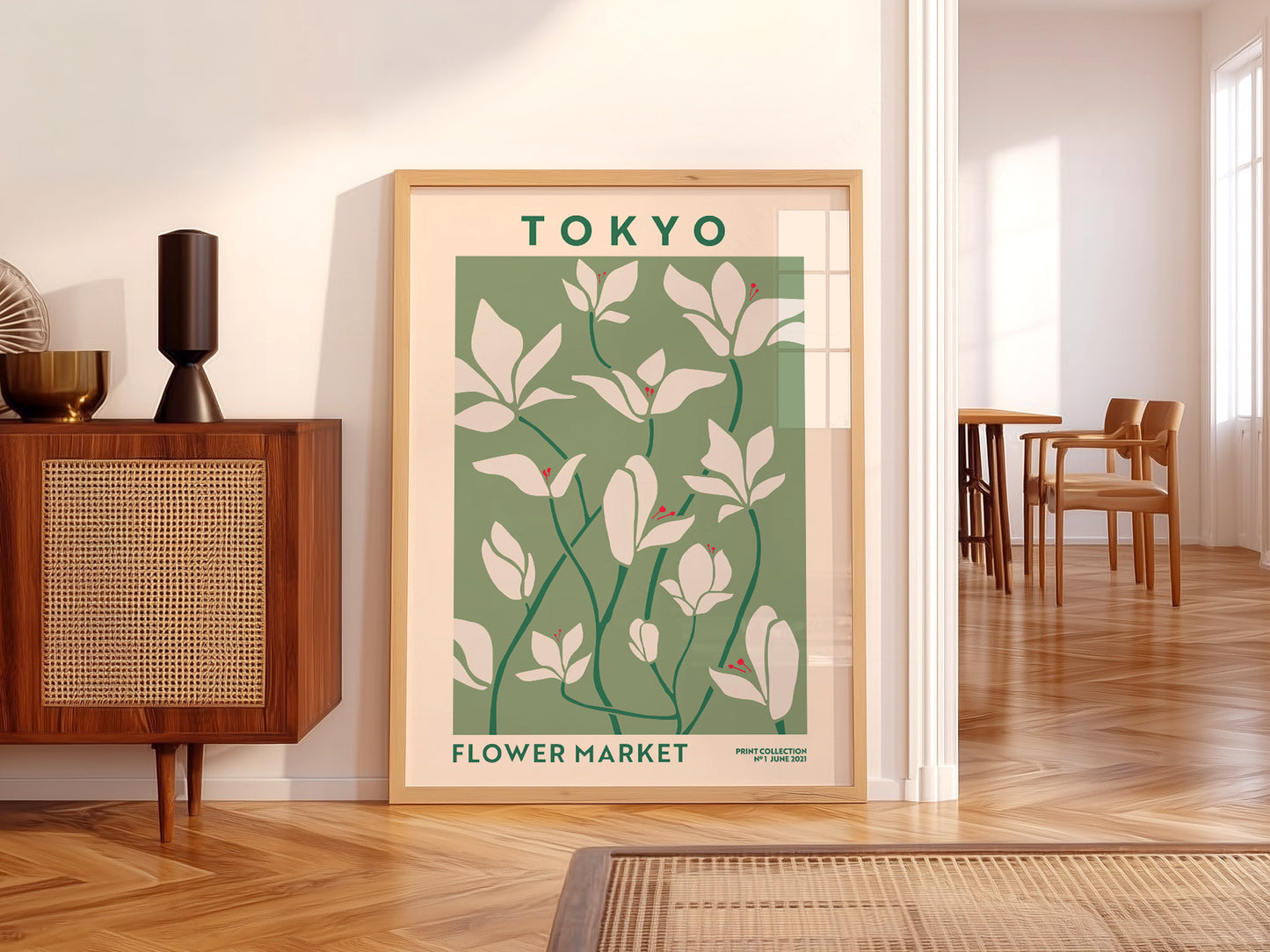 Flower Market Tokyo, Famous City Poster, Travel Gift Idea, Floral Wall Art