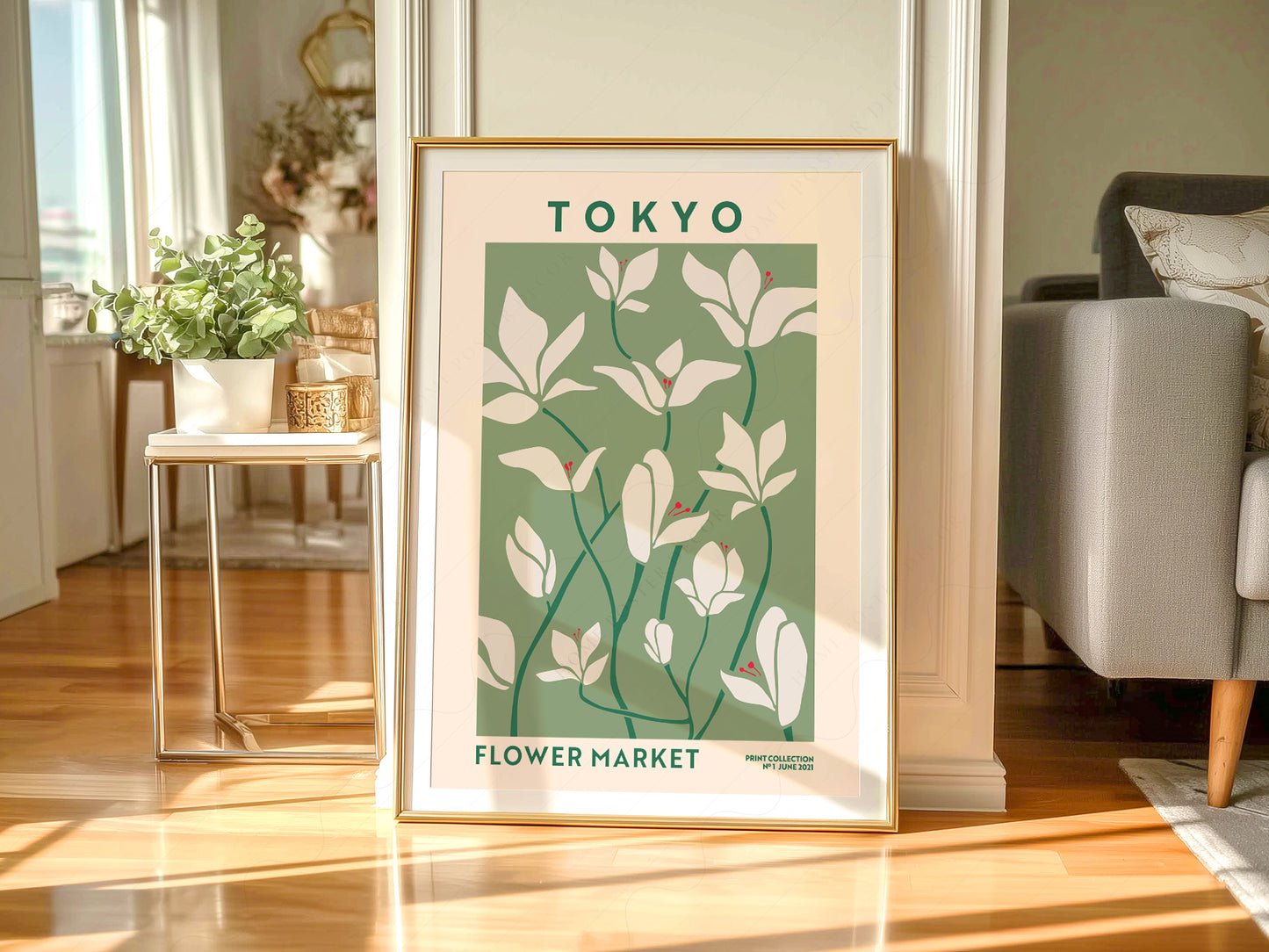 Flower Market Tokyo, Famous City Poster, Travel Gift Idea, Floral Wall Art