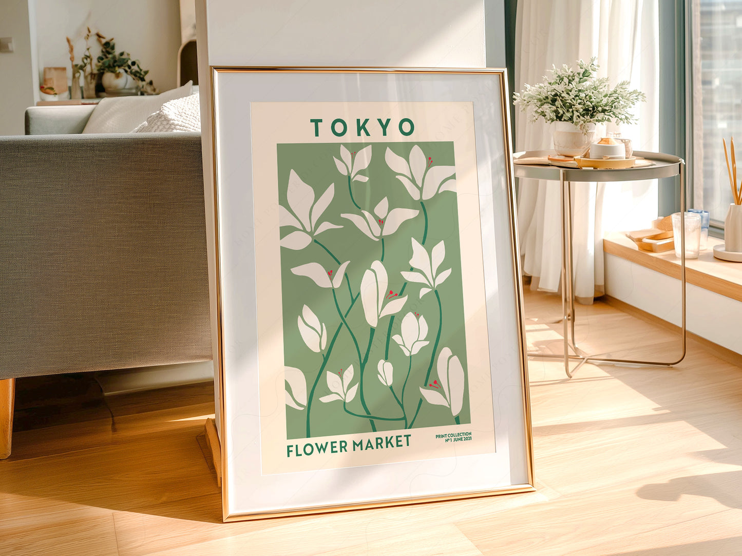 Flower Market Tokyo, Famous City Poster, Travel Gift Idea, Floral Wall Art