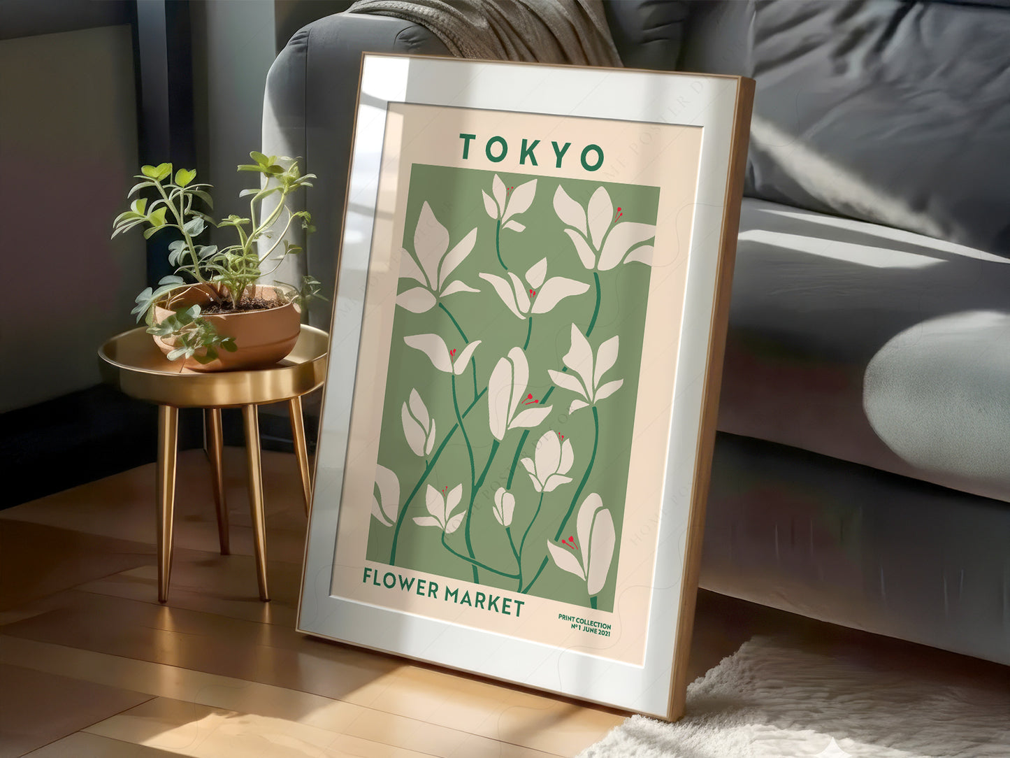 Flower Market Tokyo, Famous City Poster, Travel Gift Idea, Floral Wall Art