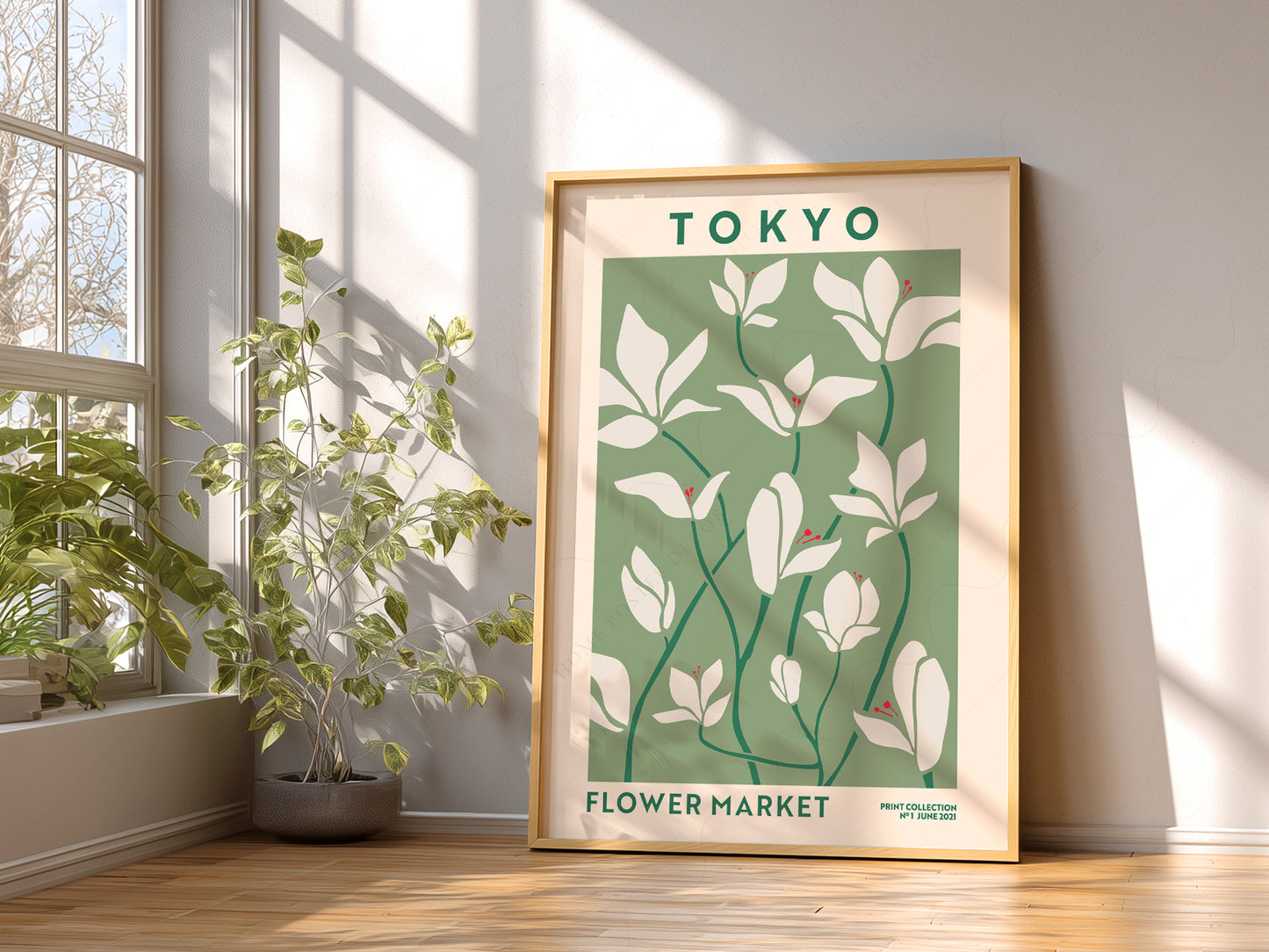 Flower Market Tokyo, Famous City Poster, Travel Gift Idea, Floral Wall Art