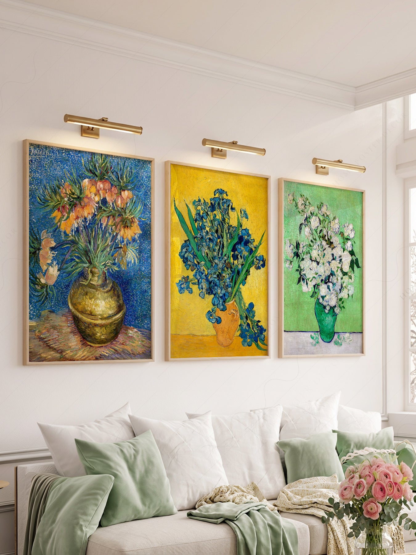 Close-up of Vincent Van Gogh Flowers Set of 3 Prints archival print on Premium Matte Paper
