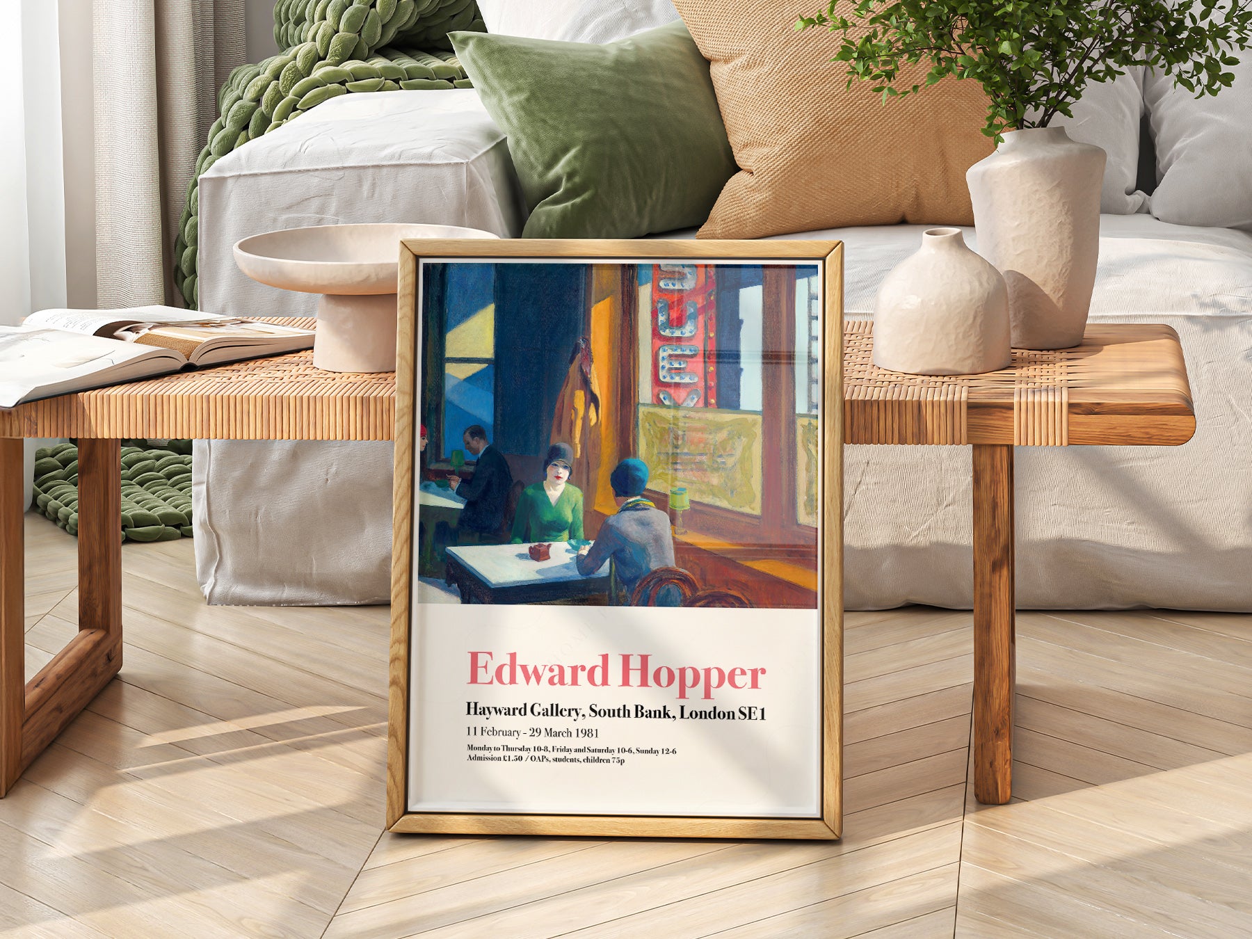 Edward Hopper wall art in a cozy home study or reading room