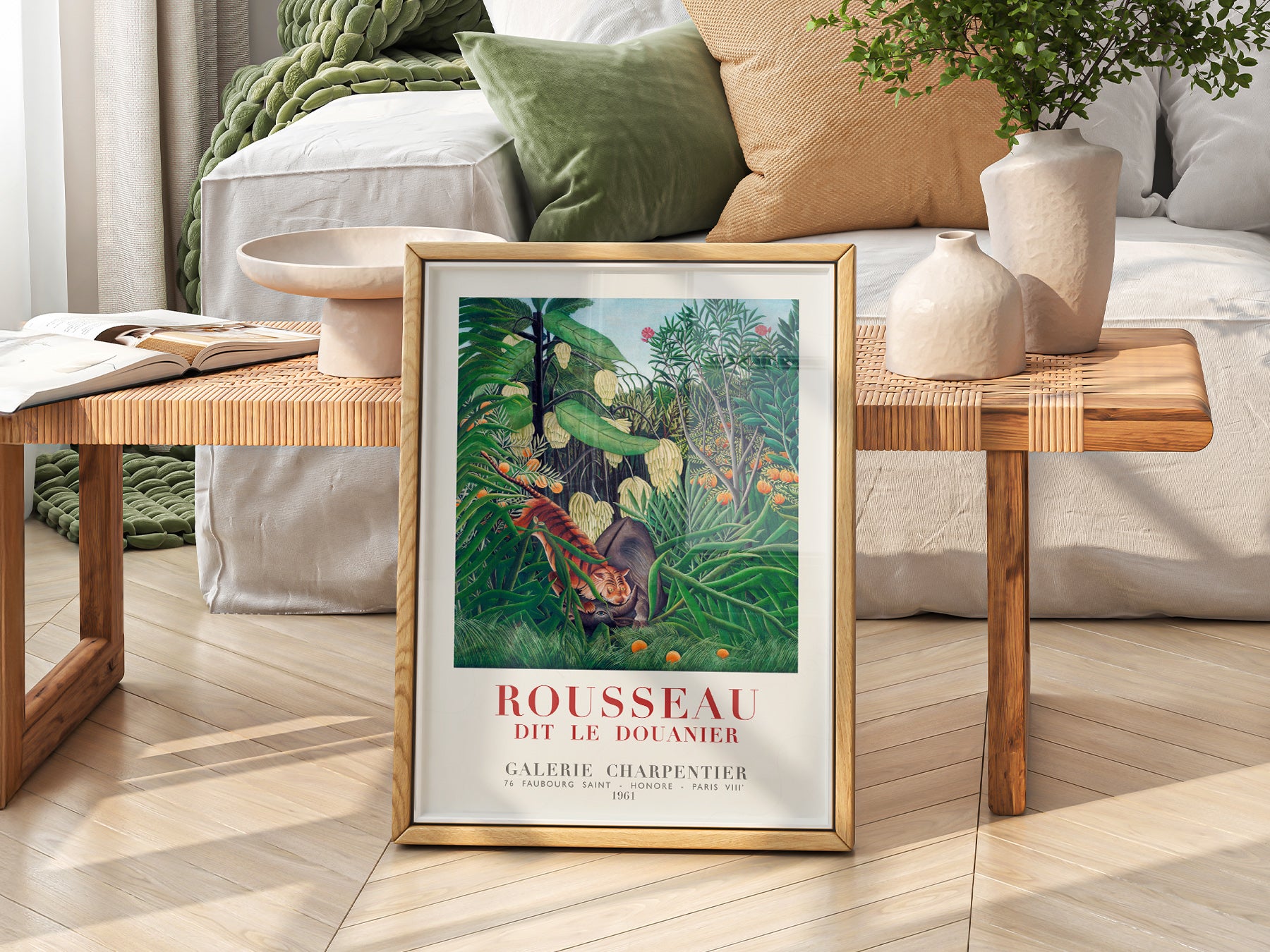 Close-up of Henri Rousseau Tiger in a Tropical Storm archival print on Premium Matte Paper