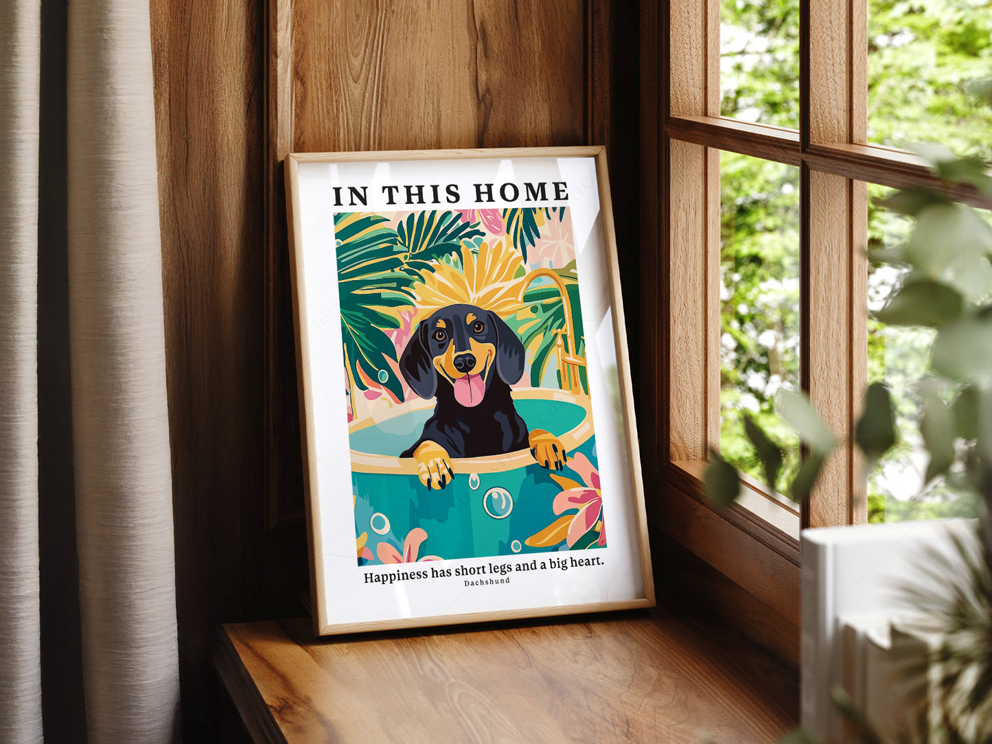 Dachshund Wall in a light-filled Japandi-inspired living space