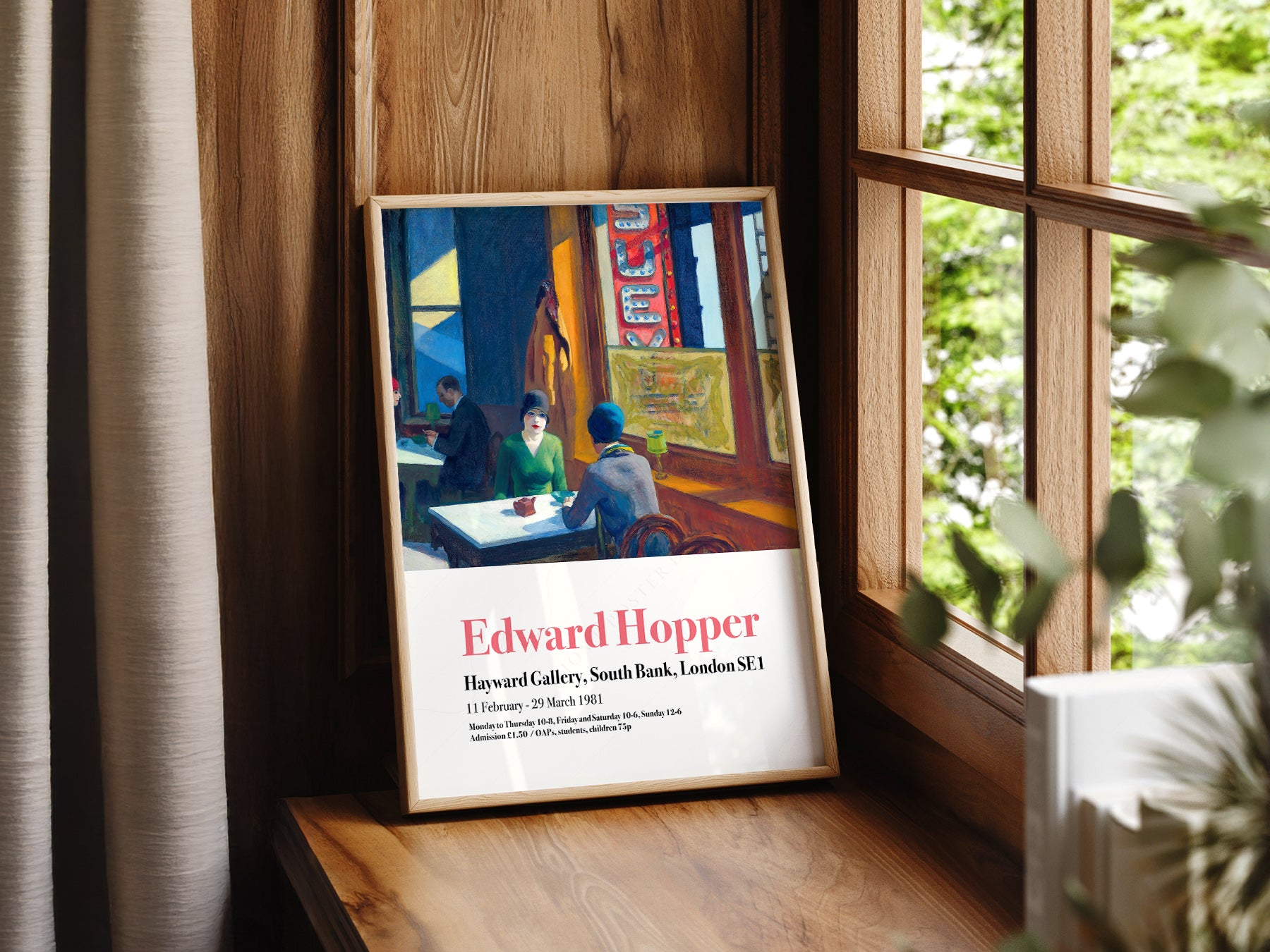 Edward Hopper Chop Suey Exhibition print styled in a mid-century modern dining room