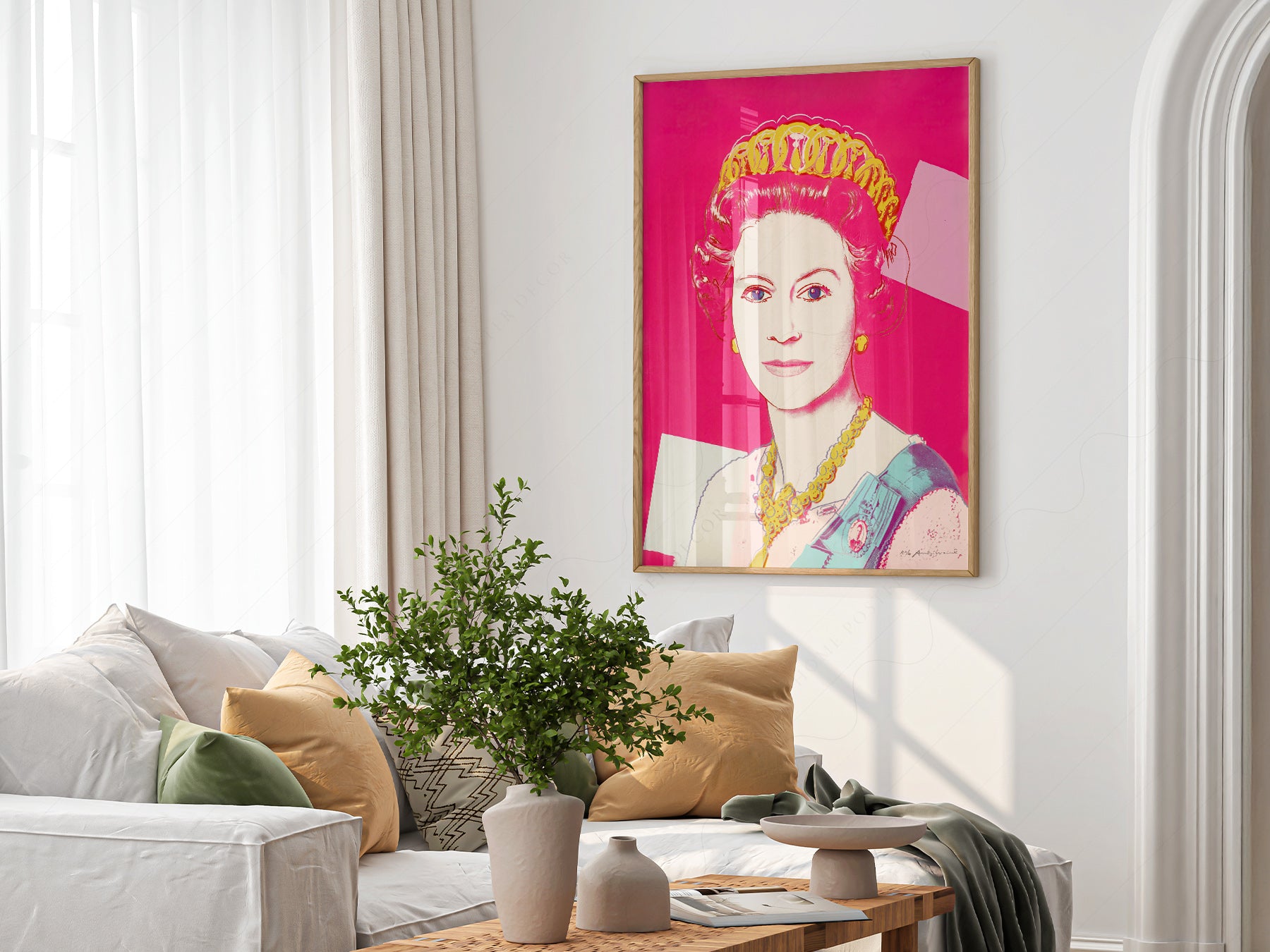 Multiple size options for Andy Warhol Queen Elizabeth II Pop wall art print display