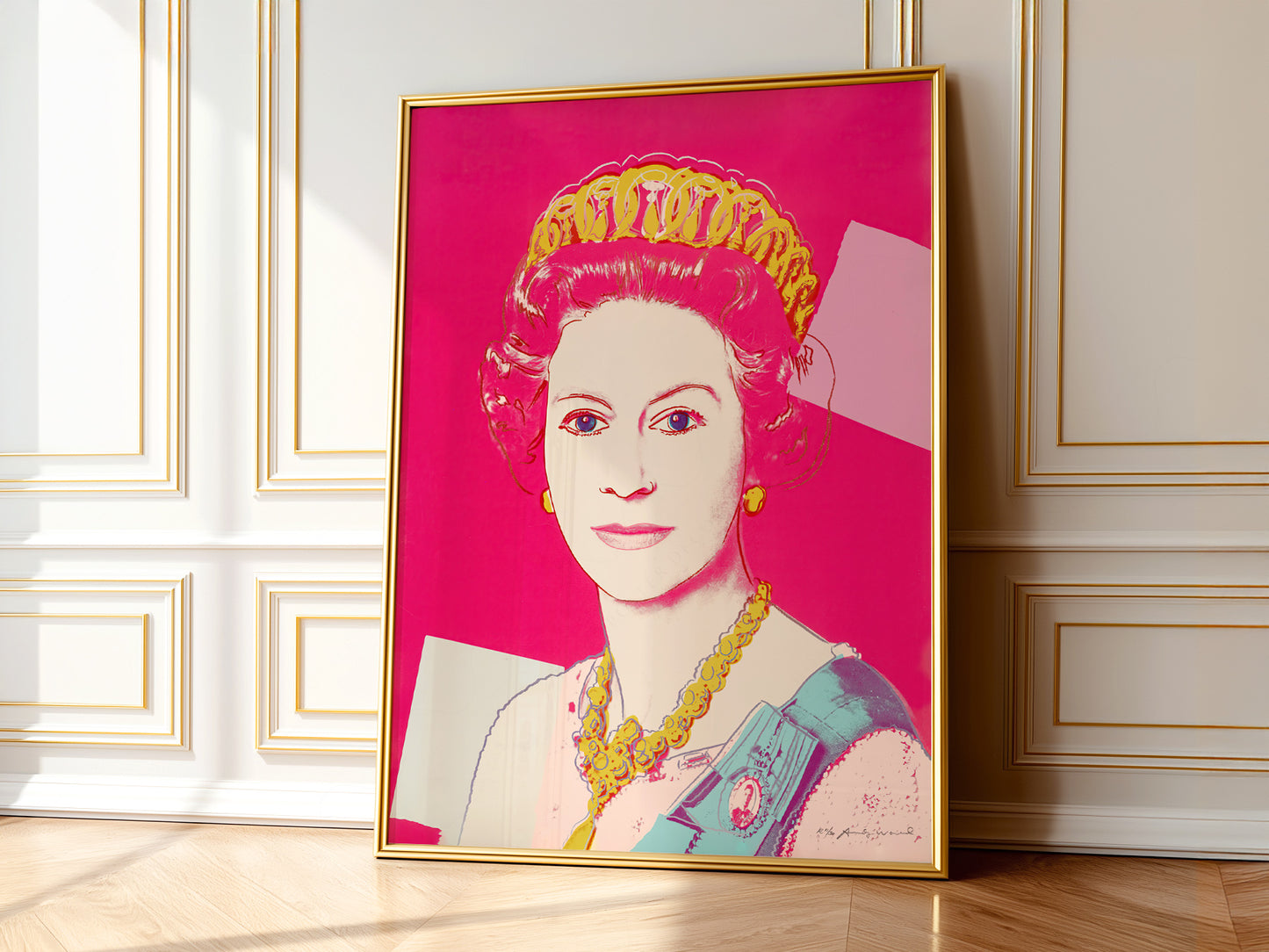 Andy Warhol wall art in a cozy home study or reading room