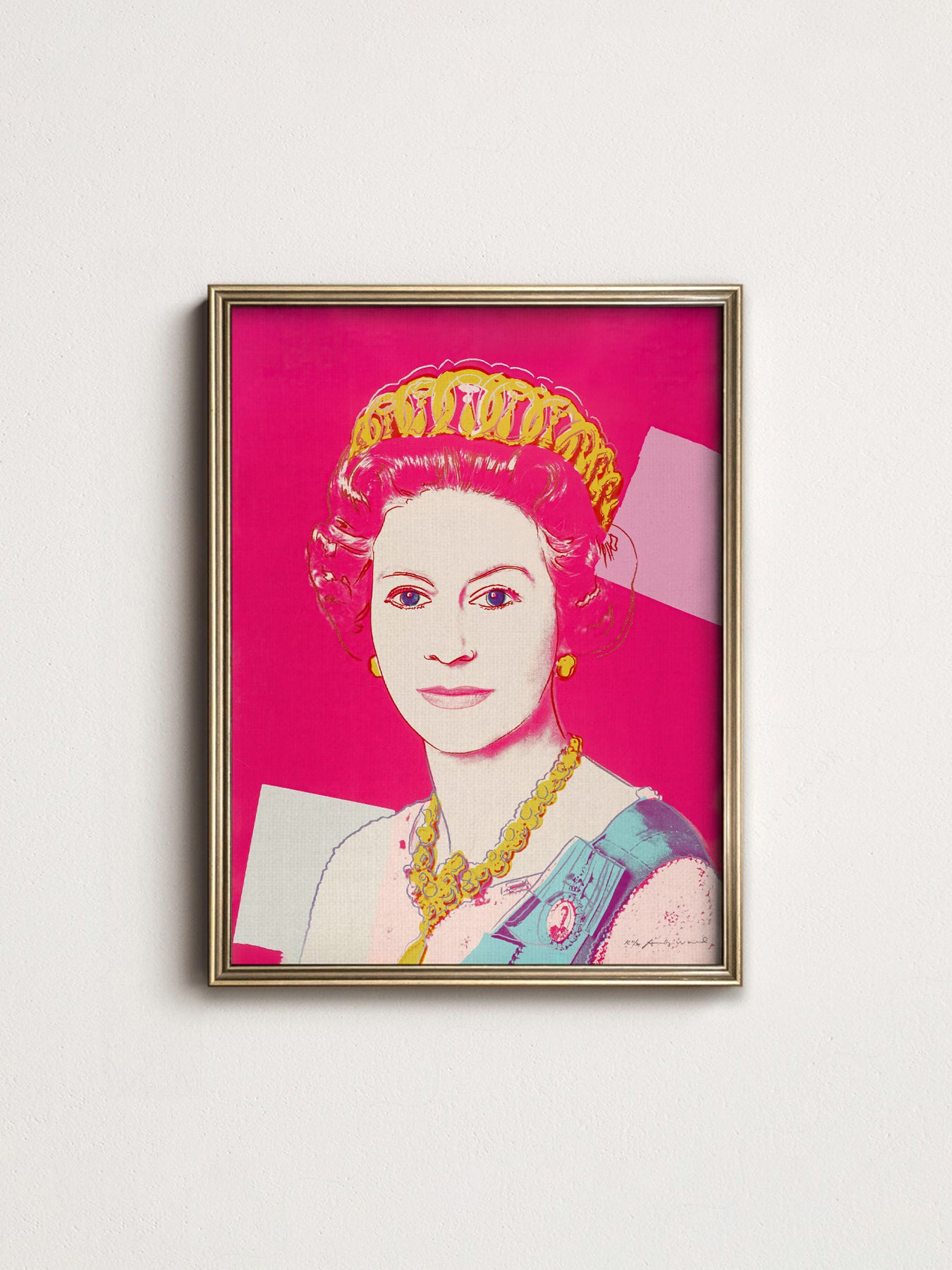 Multiple size options for Andy Warhol Queen Elizabeth II Pop wall art print display