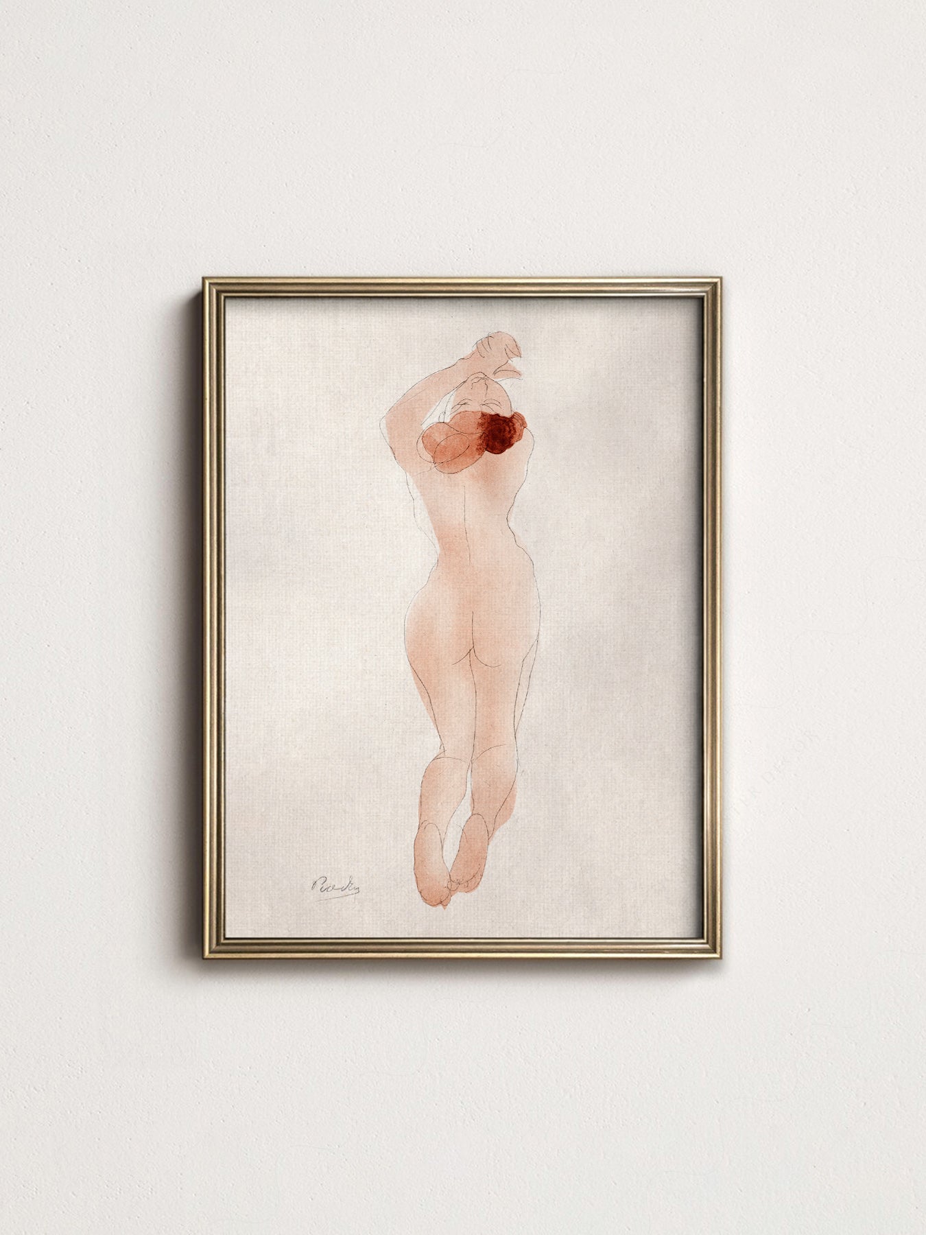 Auguste Rodin Female Nude Study Art Print – Classic Watercolor Poster