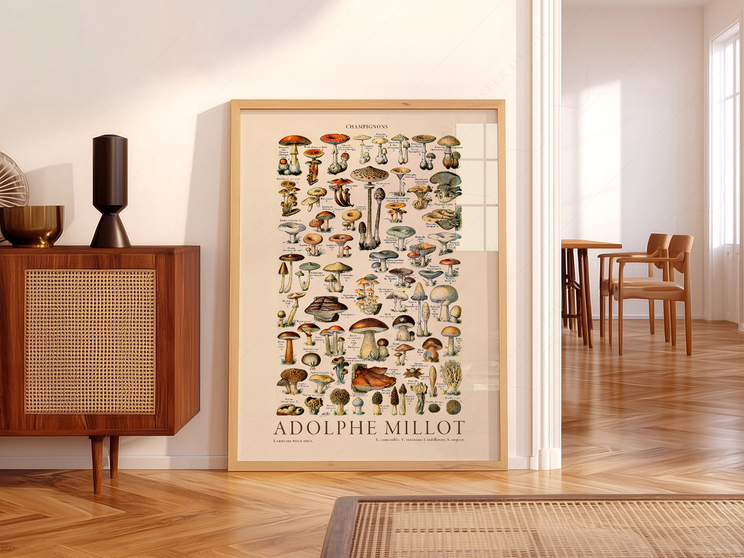 Adolphe Millot Poster, Vintage Mushrooms Champignons Print