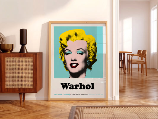 Andy Warhol art print styled in a Scandinavian bedroom