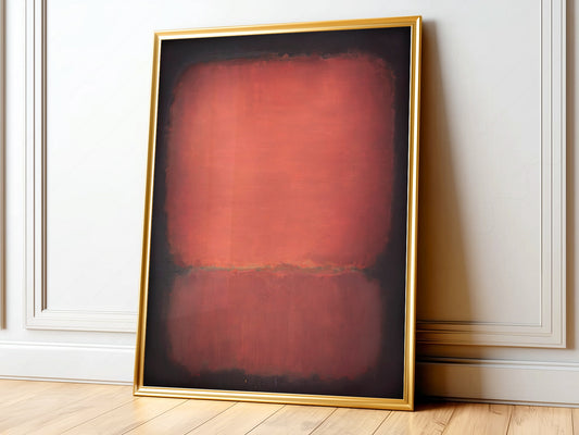 Mark Rothko Untitled abstract art print with red rectangular forms on a dark black background.
