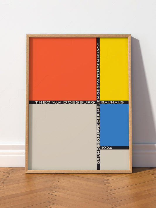 Theo van Doesburg Bauhaus 1924 wall art print displayed in a bright modern living room