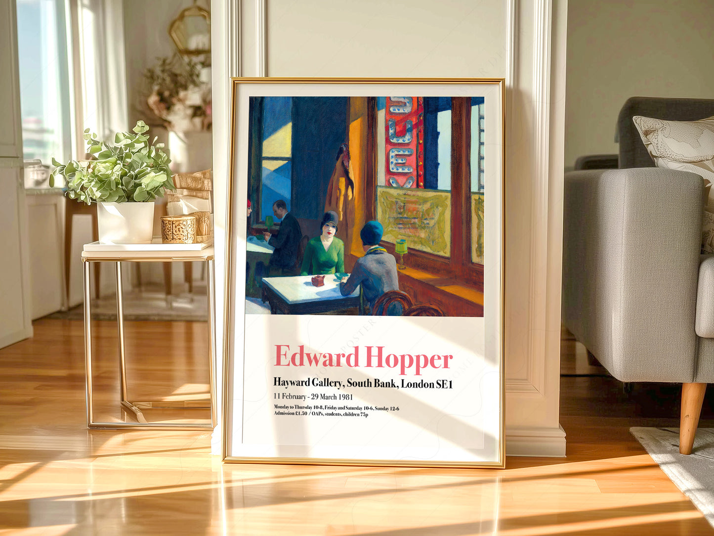 Edward Hopper Chop Suey Exhibition wall art print displayed in a bright modern living room