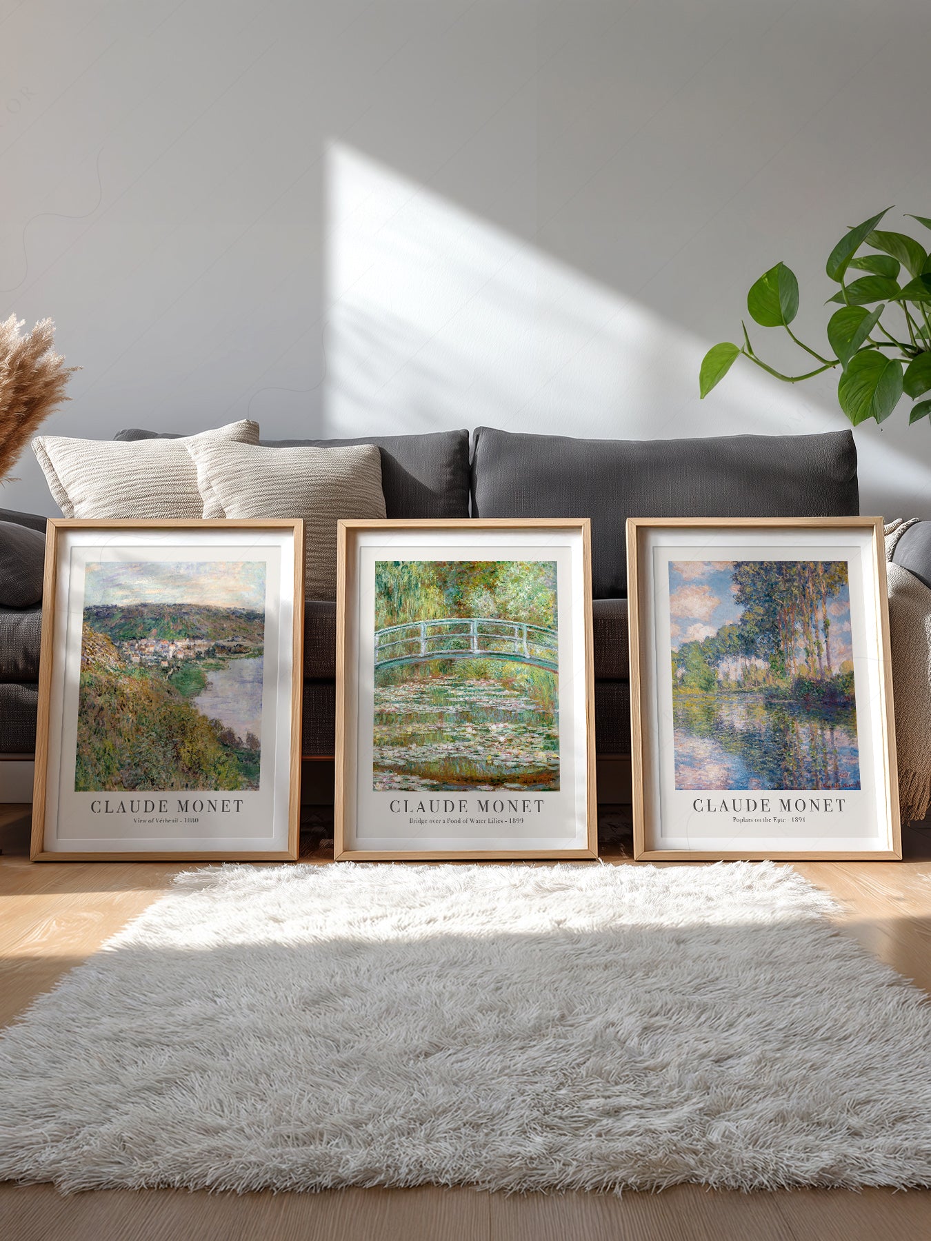 Gallery wall featuring Claude Monet Set of 3 Prints fine art print