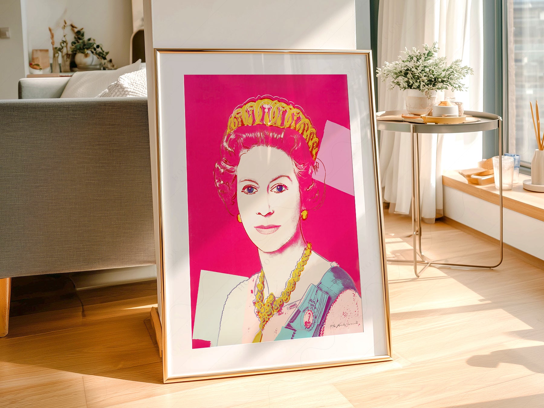 Close-up of Andy Warhol Queen Elizabeth II Pop archival print on Premium Matte Paper