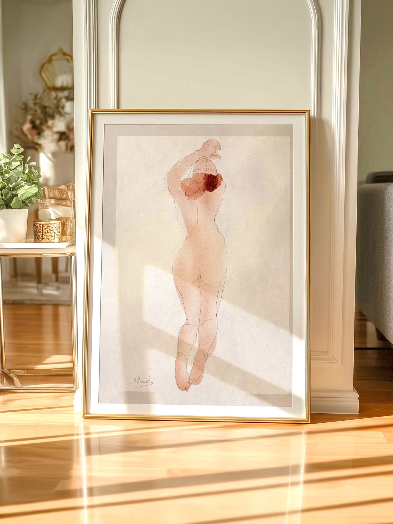 Gallery wall featuring Auguste Rodin Female Nude Study fine art print