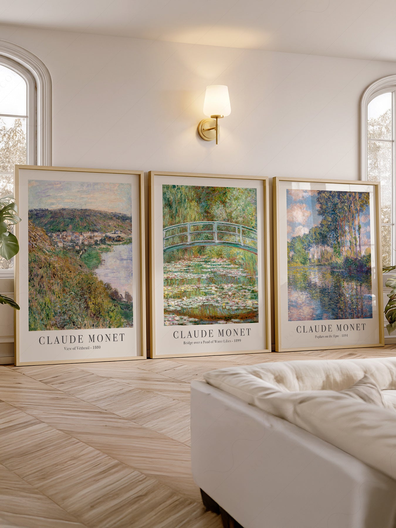Claude Monet wall art in a cozy home study or reading room