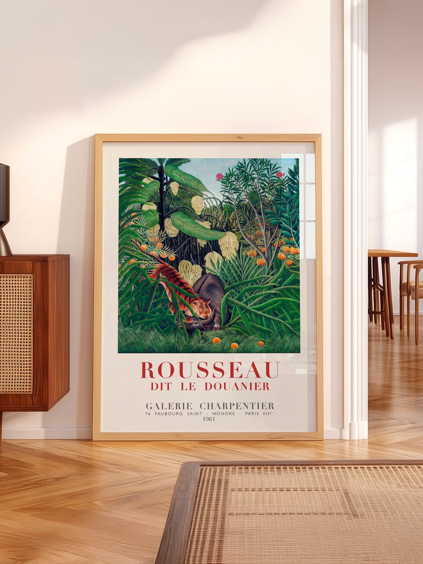 Henri Rousseau wall art in a cozy home study or reading room