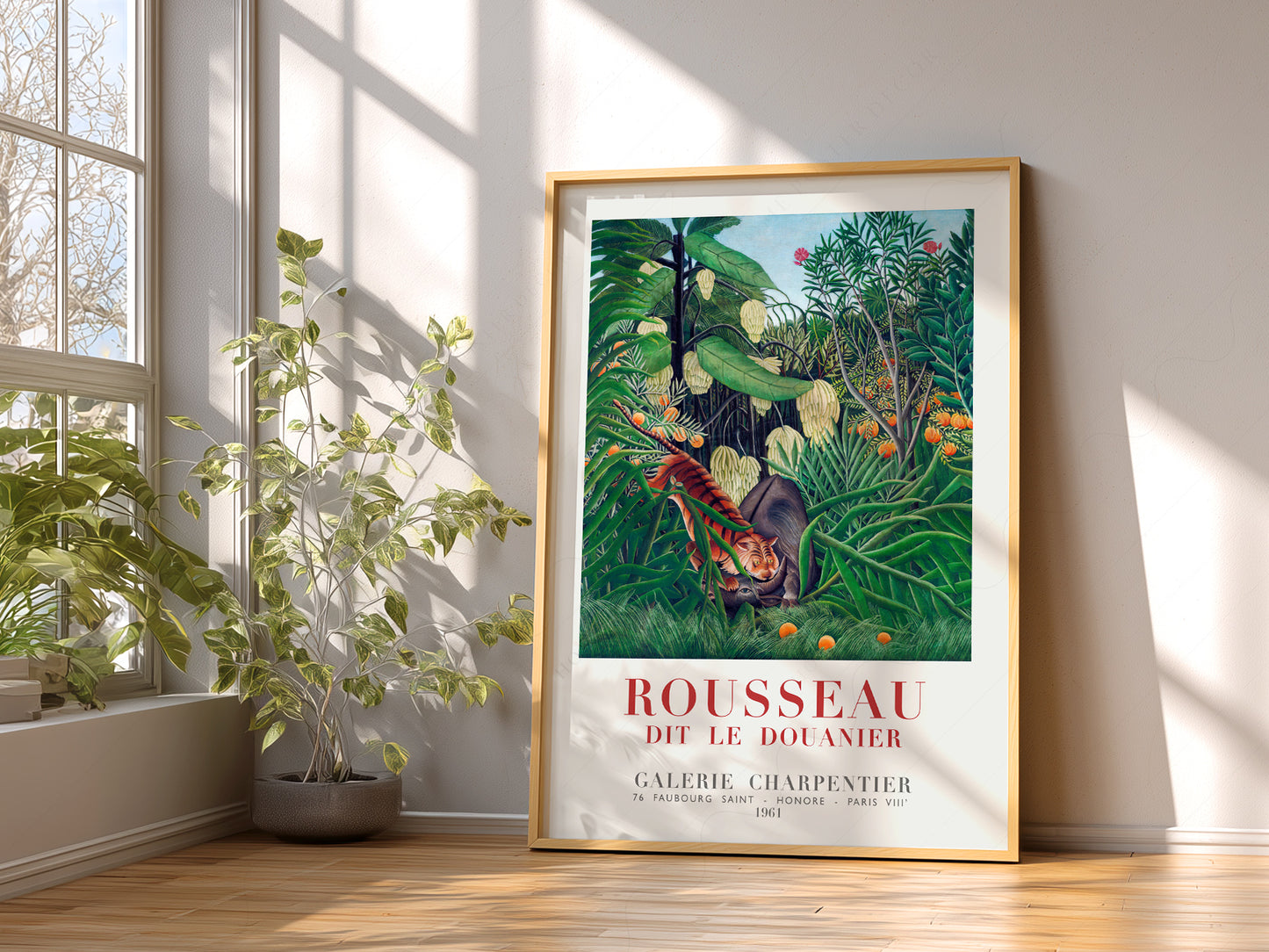 Henri Rousseau wall art in a cozy home study or reading room