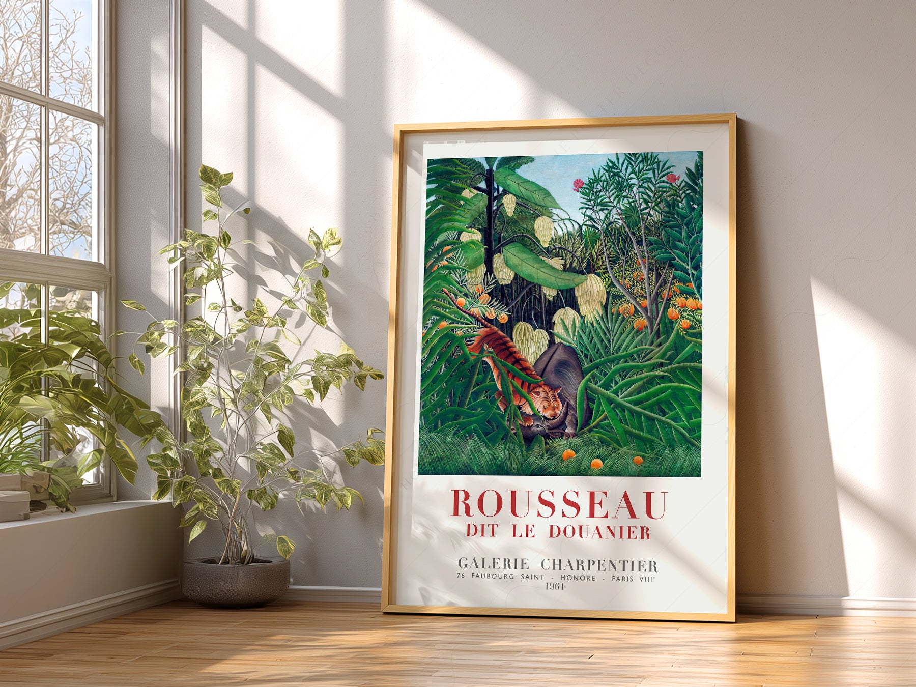 Henri Rousseau wall art in a cozy home study or reading room