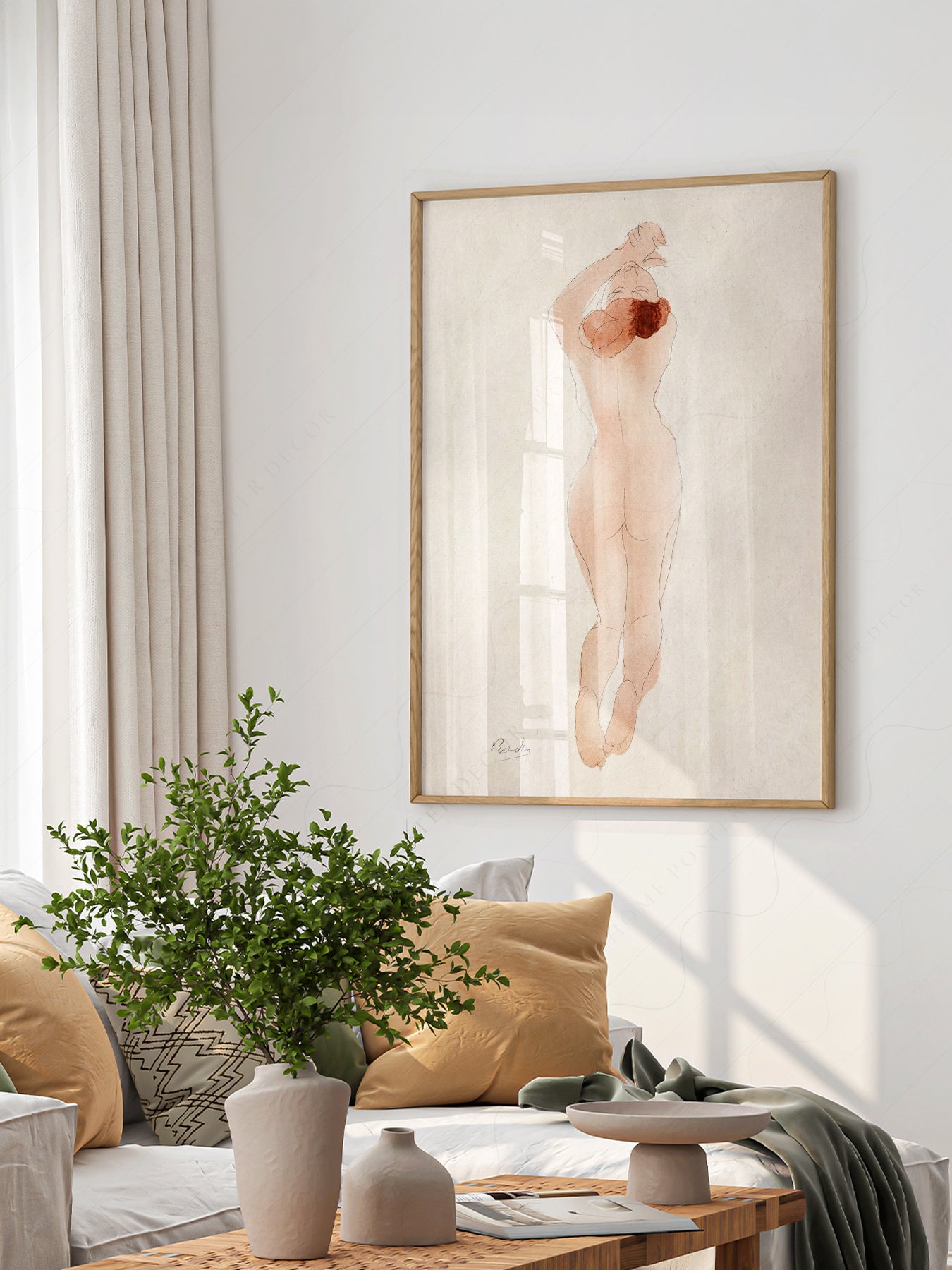 Close-up of Auguste Rodin Female Nude Study archival print on Premium Matte Paper