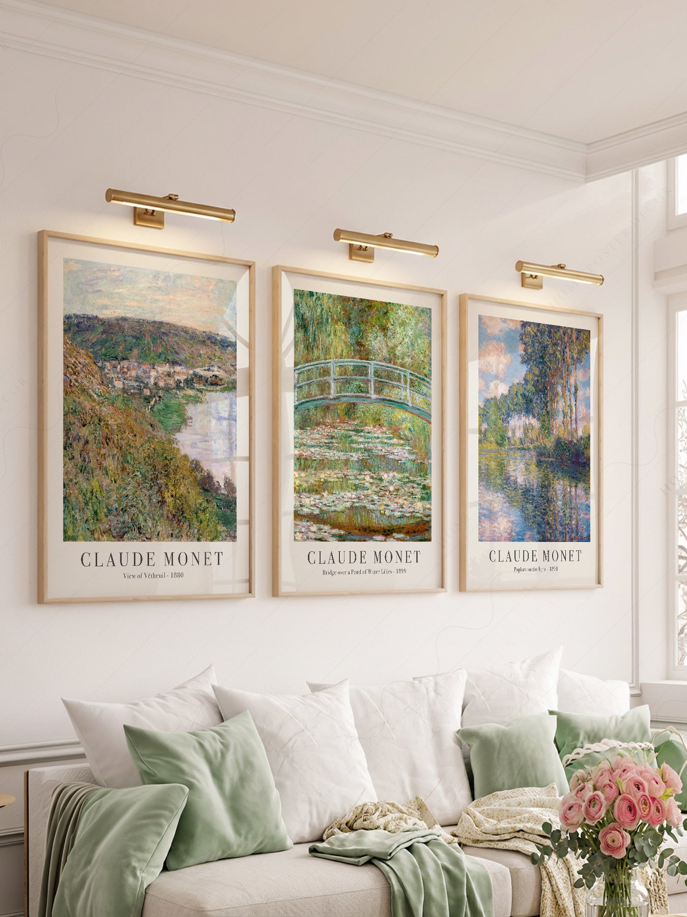 Close-up of Claude Monet Set of 3 Prints archival print on Premium Matte Paper