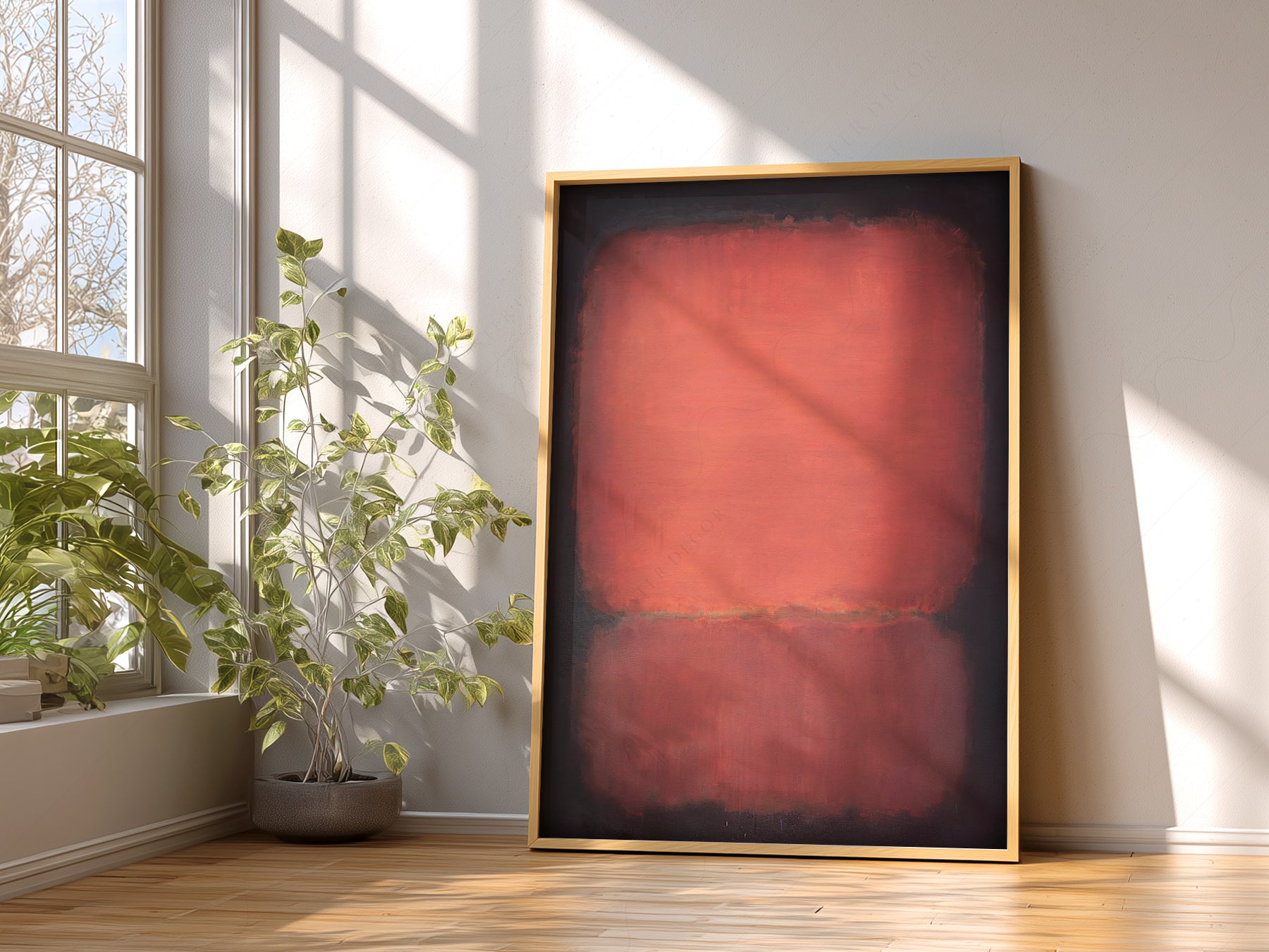 Mark Rothko art print as wall decor in a minimalist home office
