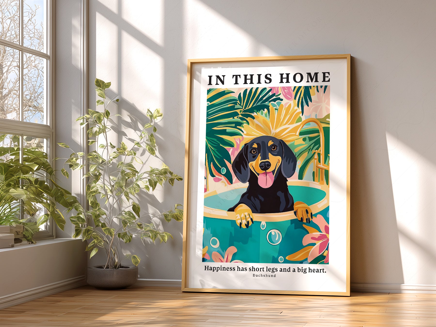 Dachshund Wall wall art in a cozy home study or reading room