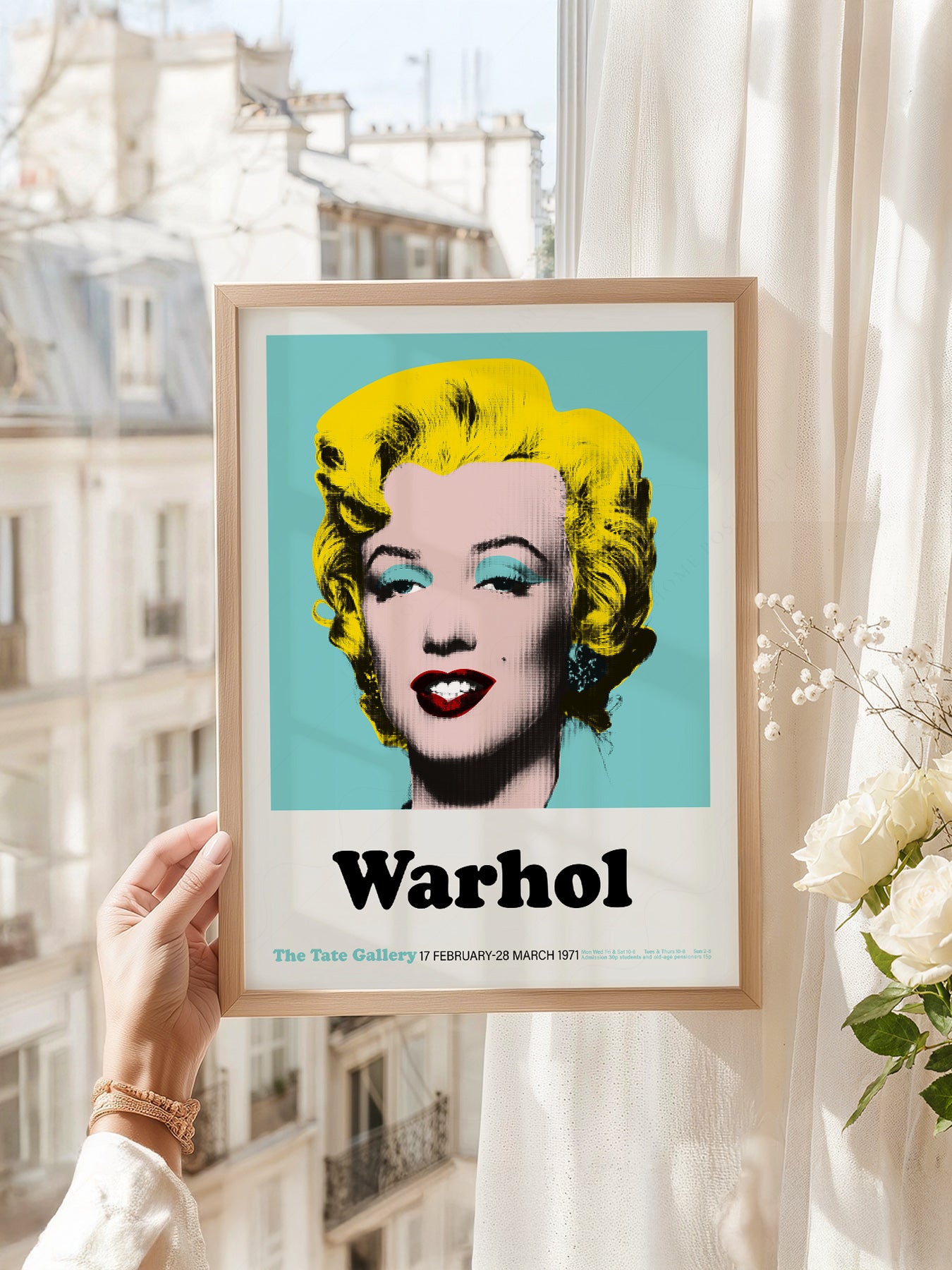 Andy Warhol Marilyn Monroe Pop in a light-filled Japandi-inspired living space