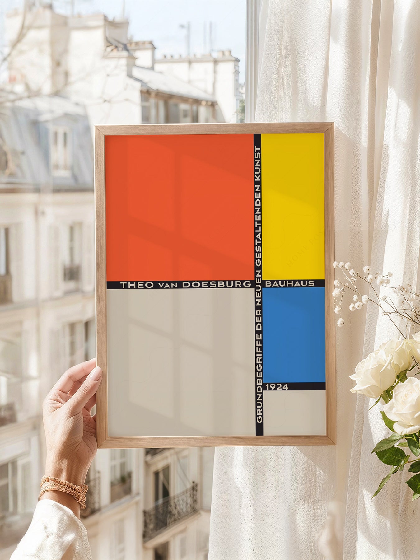 Theo van Doesburg Bauhaus 1924 art print as wall decor in a minimalist home office