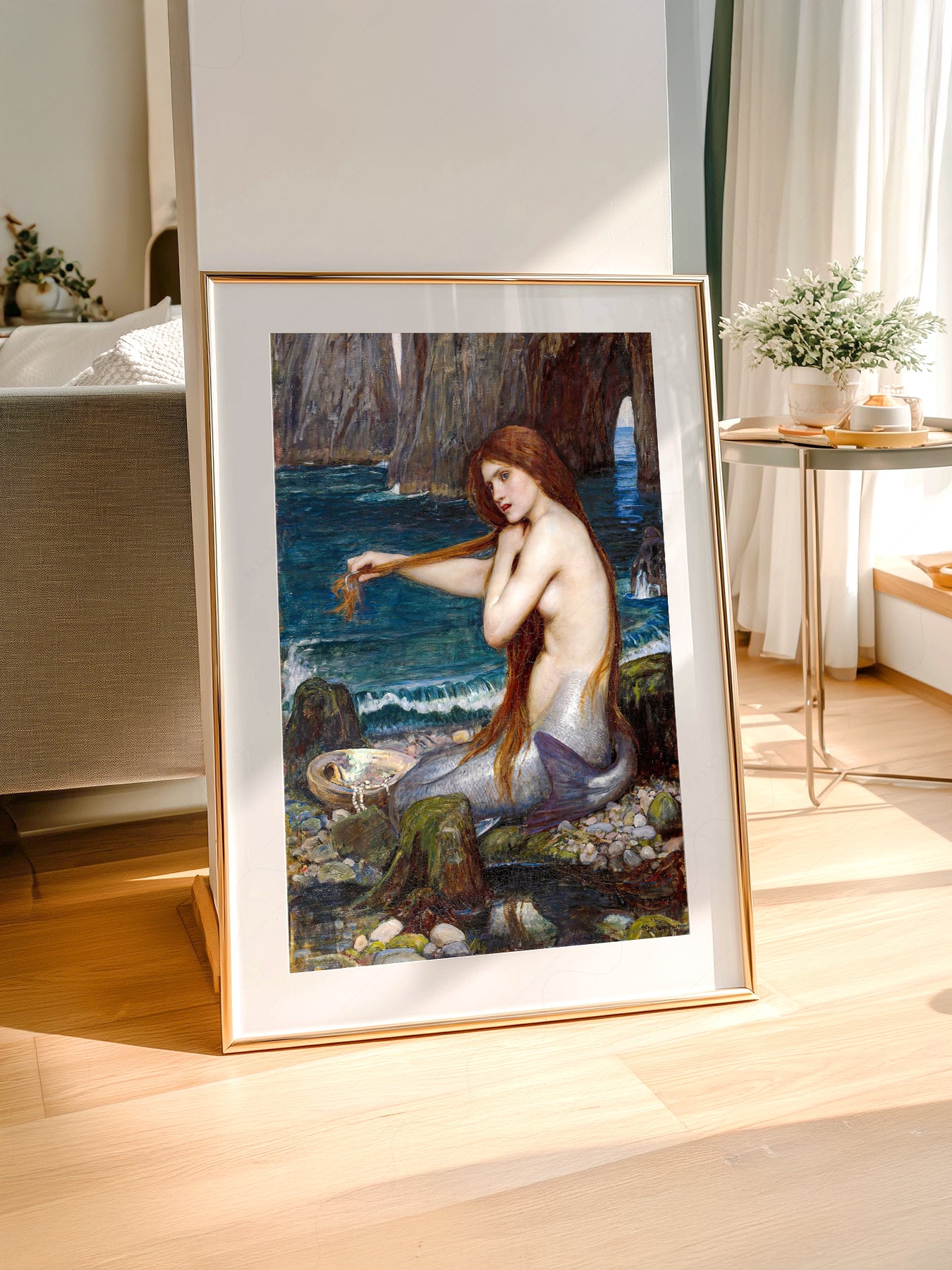 John William Waterhouse A Mermaid styled in a Scandinavian bedroom