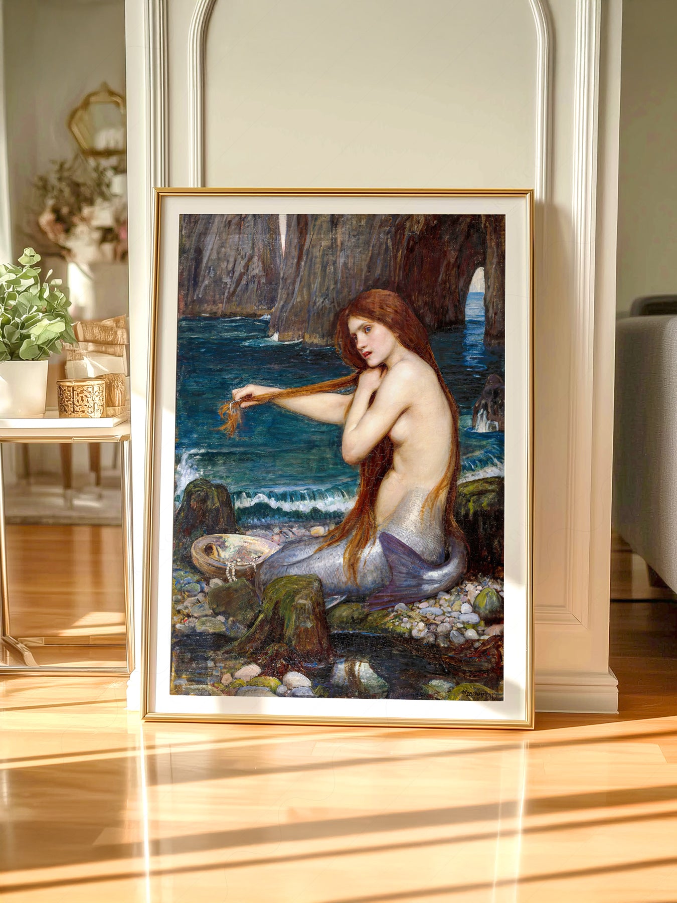 Gallery wall featuring John William Waterhouse A Mermaid fine art print