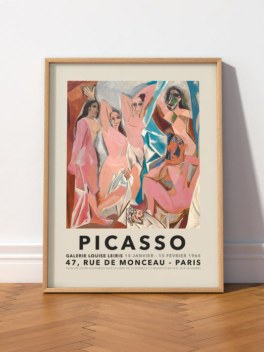 Pablo Picasso Les Demoiselles d'Avignon wall art print displayed in a bright modern living room