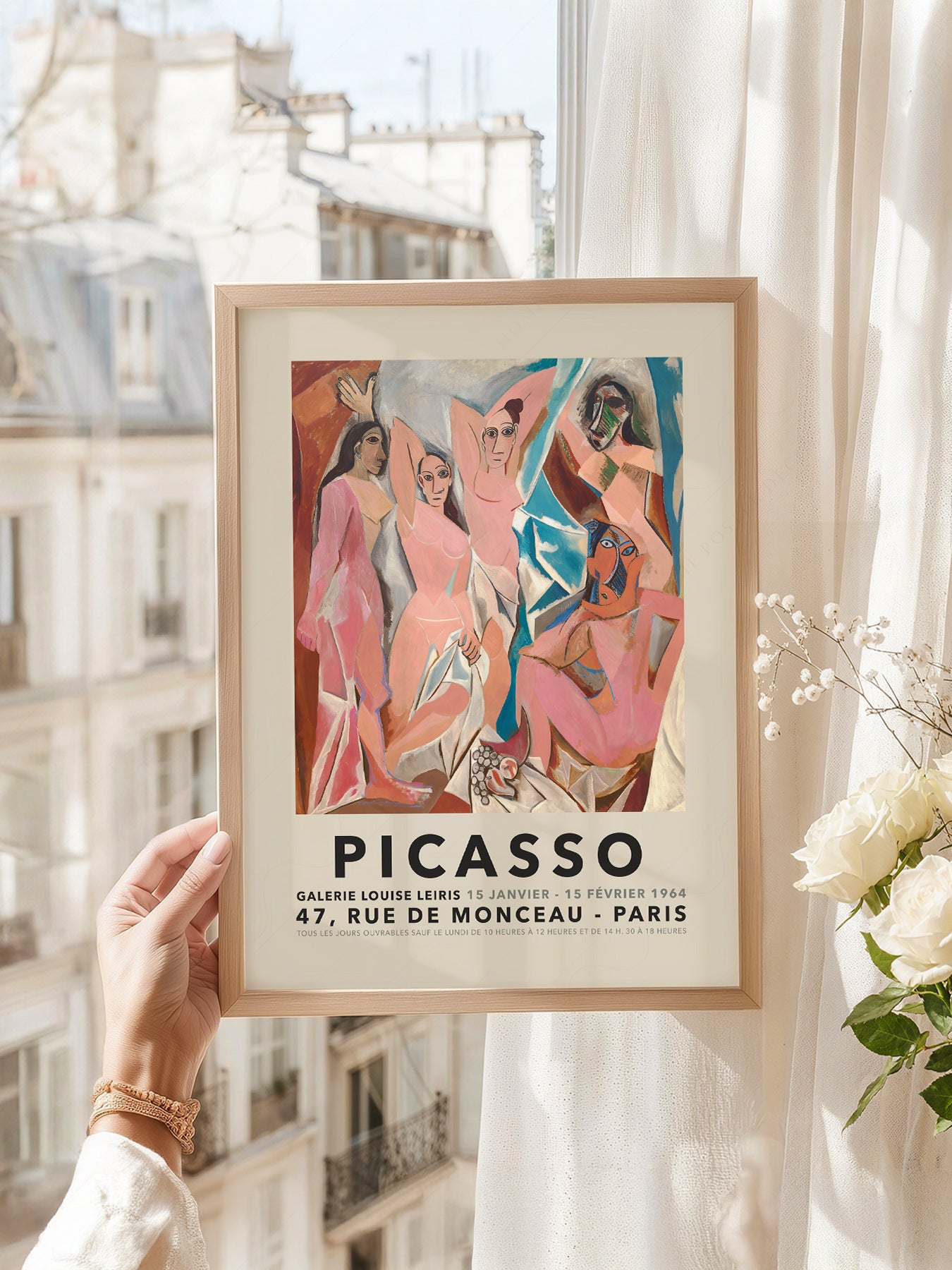 Pablo Picasso art print as wall decor in a minimalist home office
