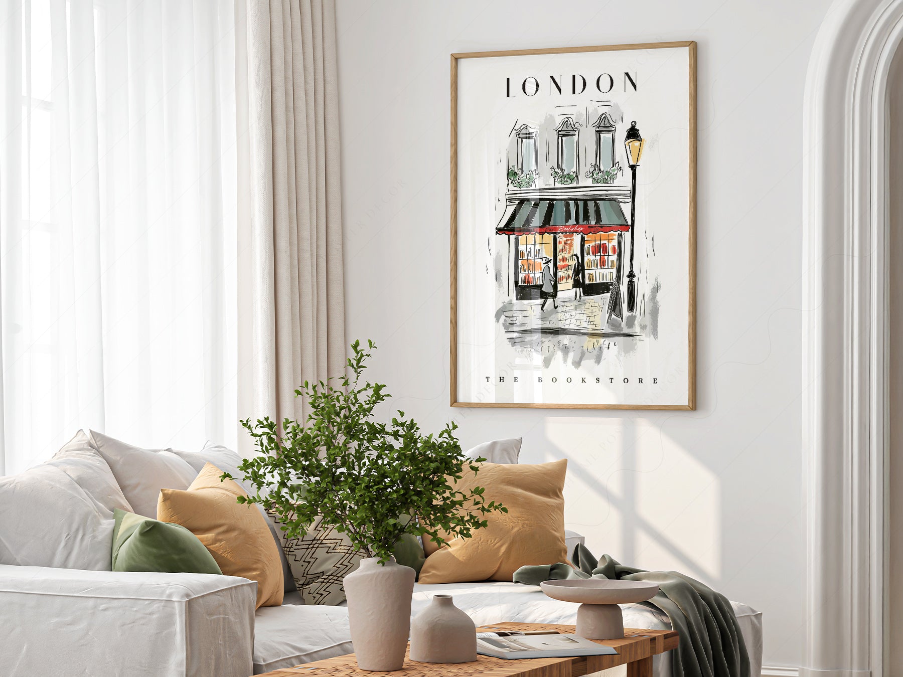 London Bookstore Illustration print on 100% Cotton Matte Paper – texture detail