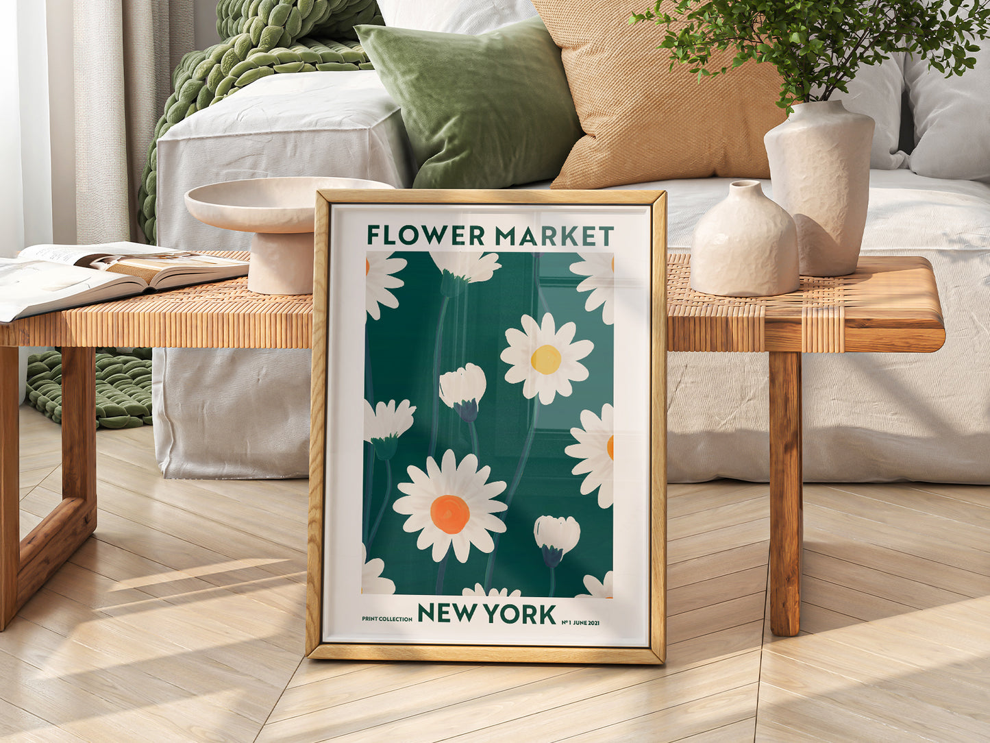 Flower Market New York, Famous City Poster, Travel Gift Idea, Floral Wall Art