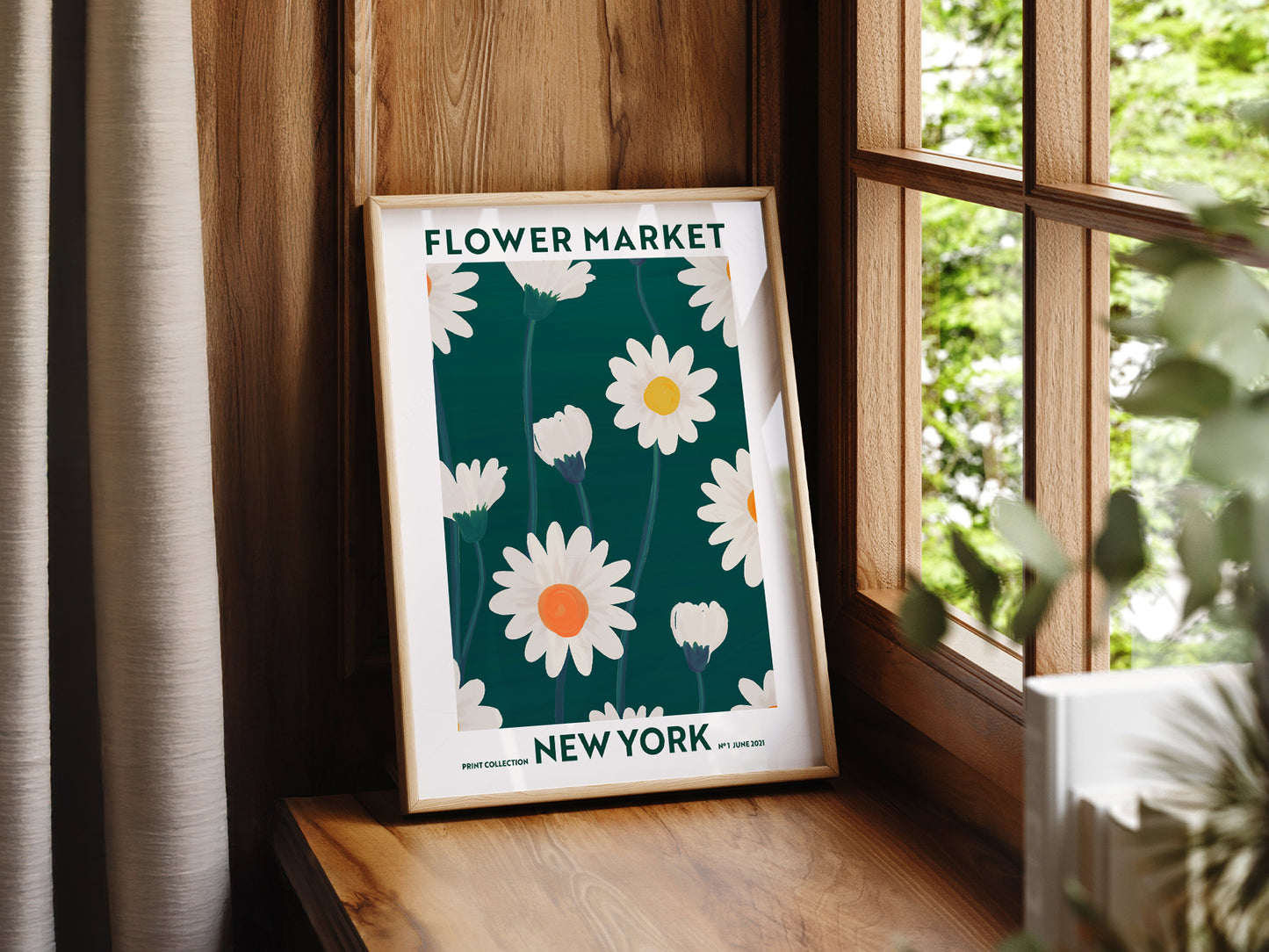 Flower Market New York, Famous City Poster, Travel Gift Idea, Floral Wall Art
